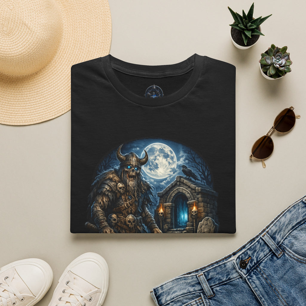 Viking Moon T-Shirt — Norse Warrior Graveyard Design