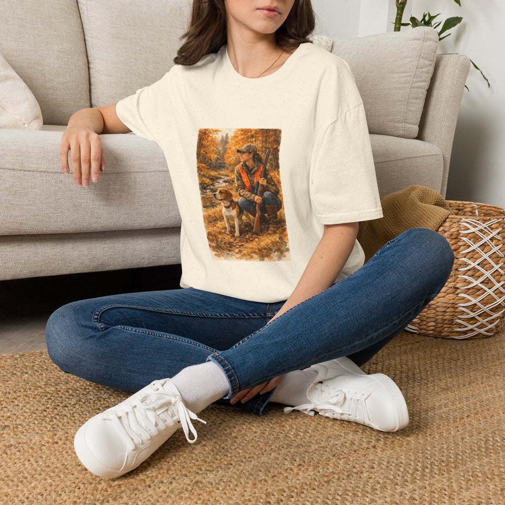 Hunting With Dog Tee — Autumn Camouflage Retriever Forest Shirt
