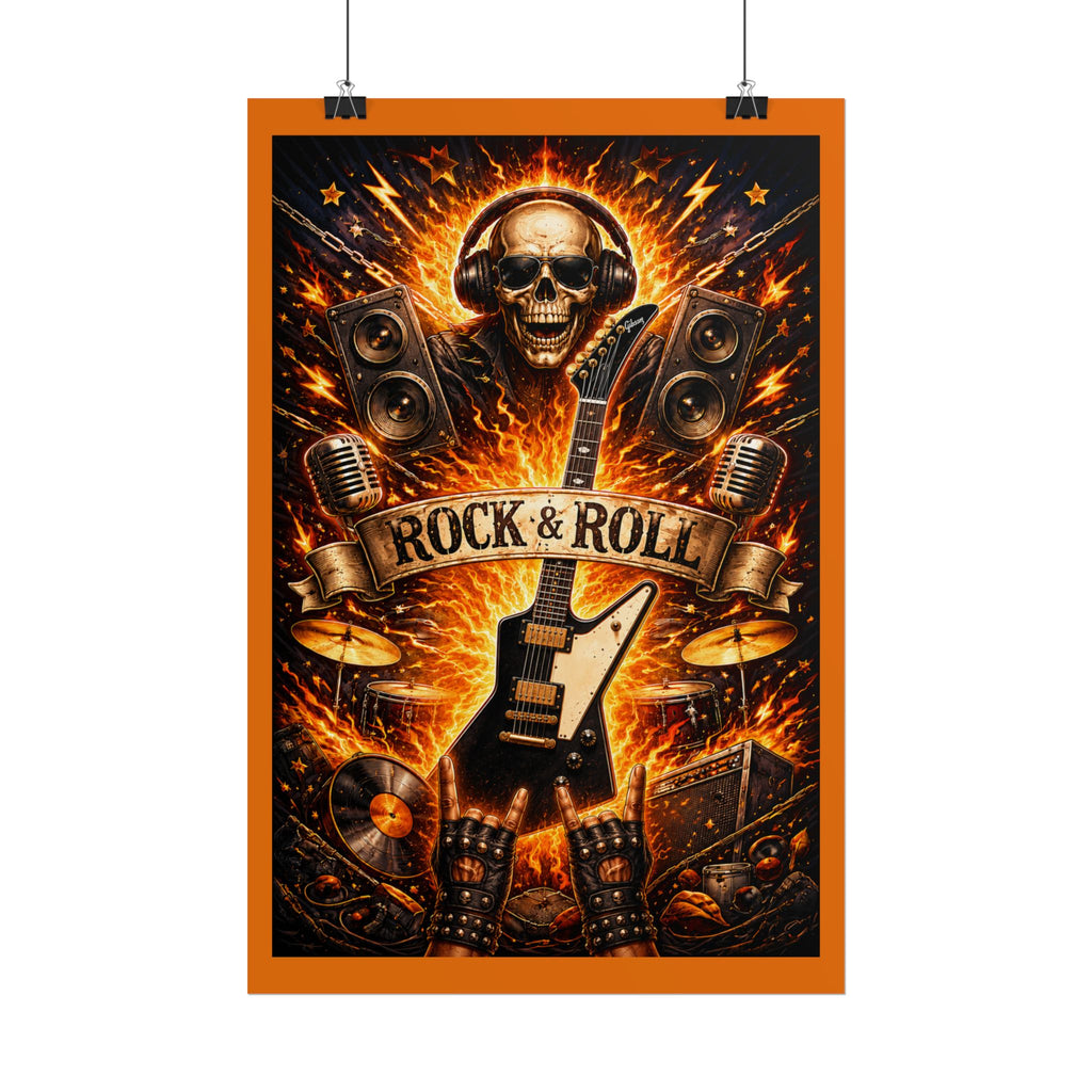 Rock & Roll Skull Guitar Poster — Rolled Music Wall Art