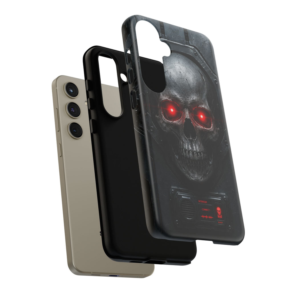 Skull Sentinel Phone Case — Red-Eyed Tactical Skull Protective Case
