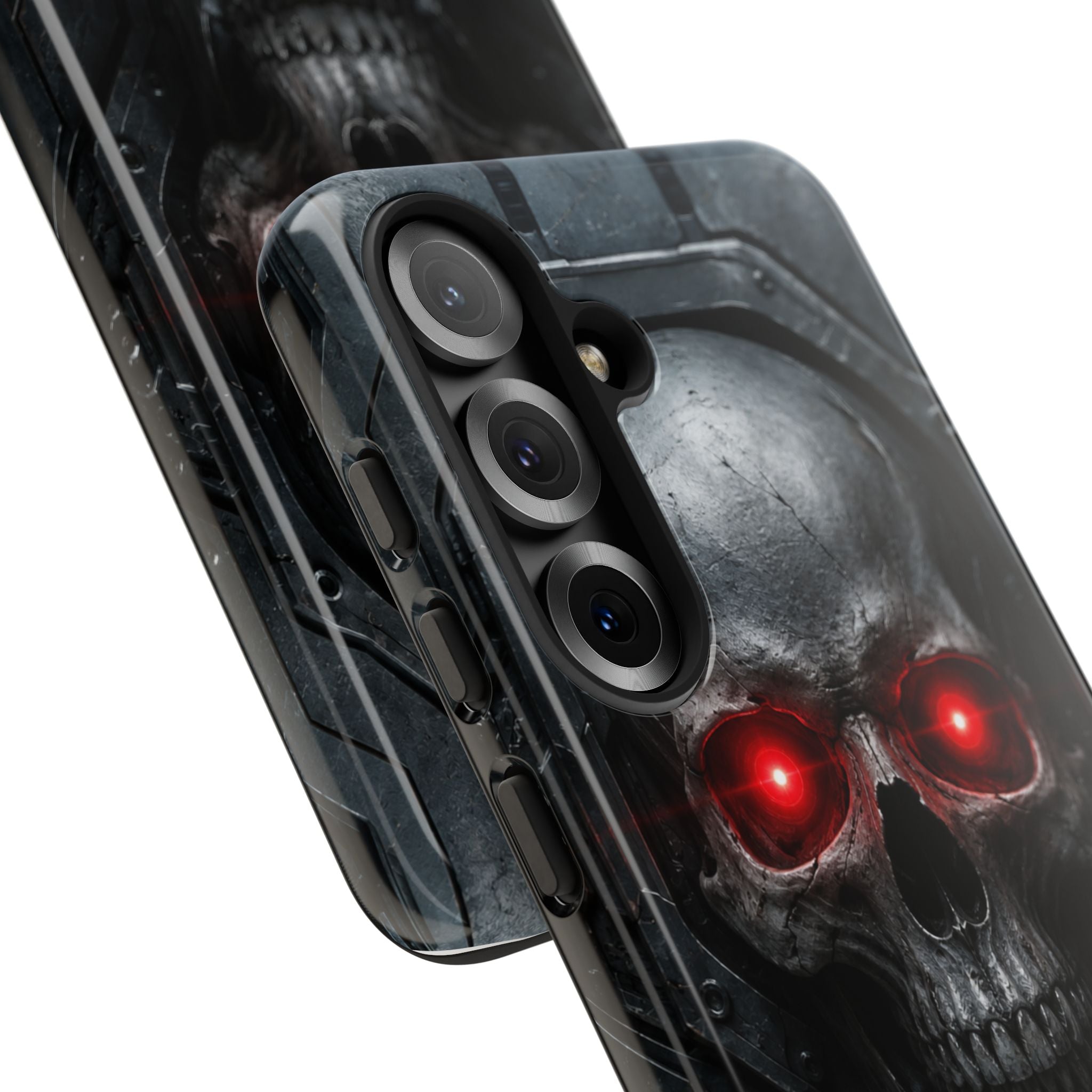 Skull Sentinel Phone Case — Red-Eyed Tactical Skull Protective Case