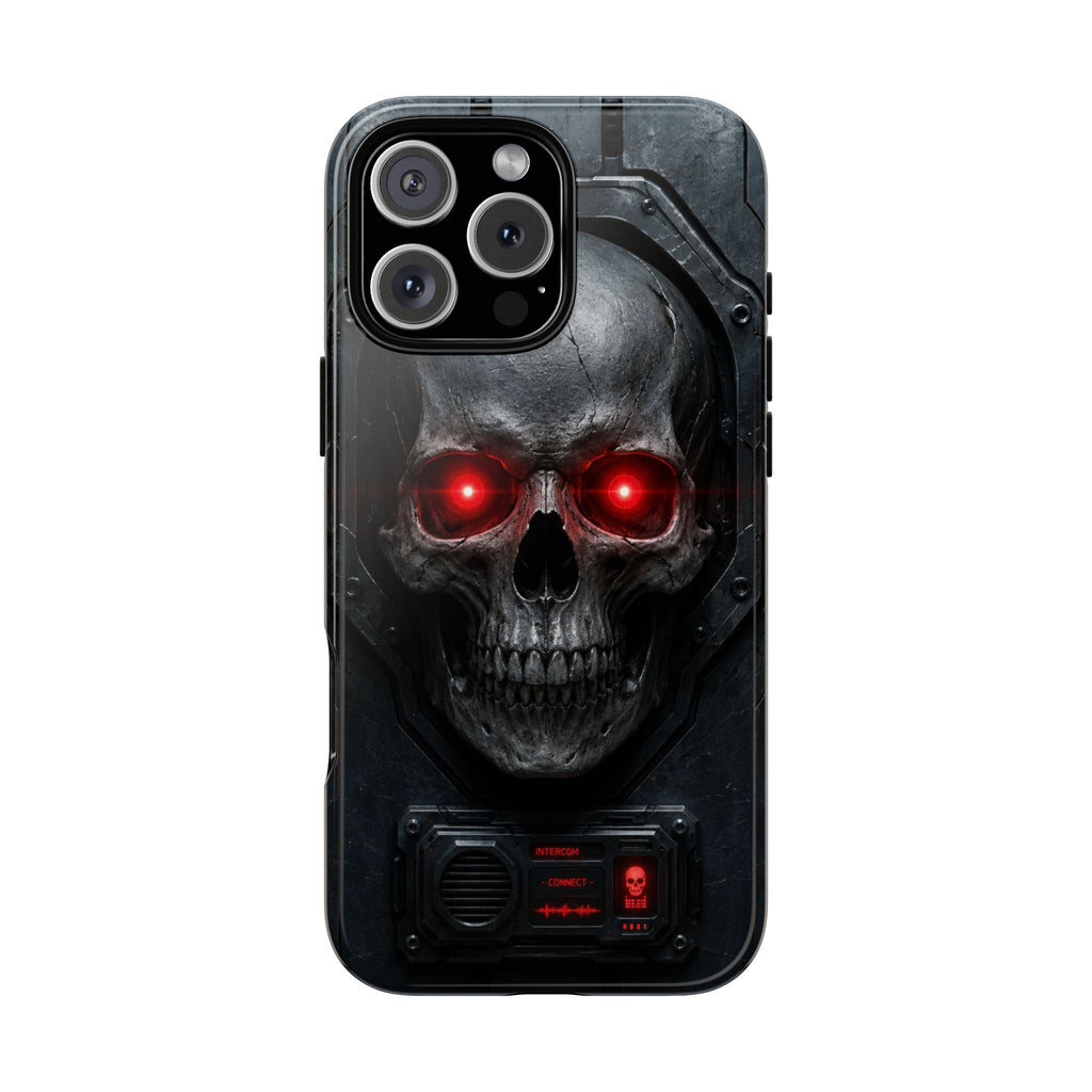Skull Sentinel Phone Case — Red-Eyed Tactical Skull Protective Case