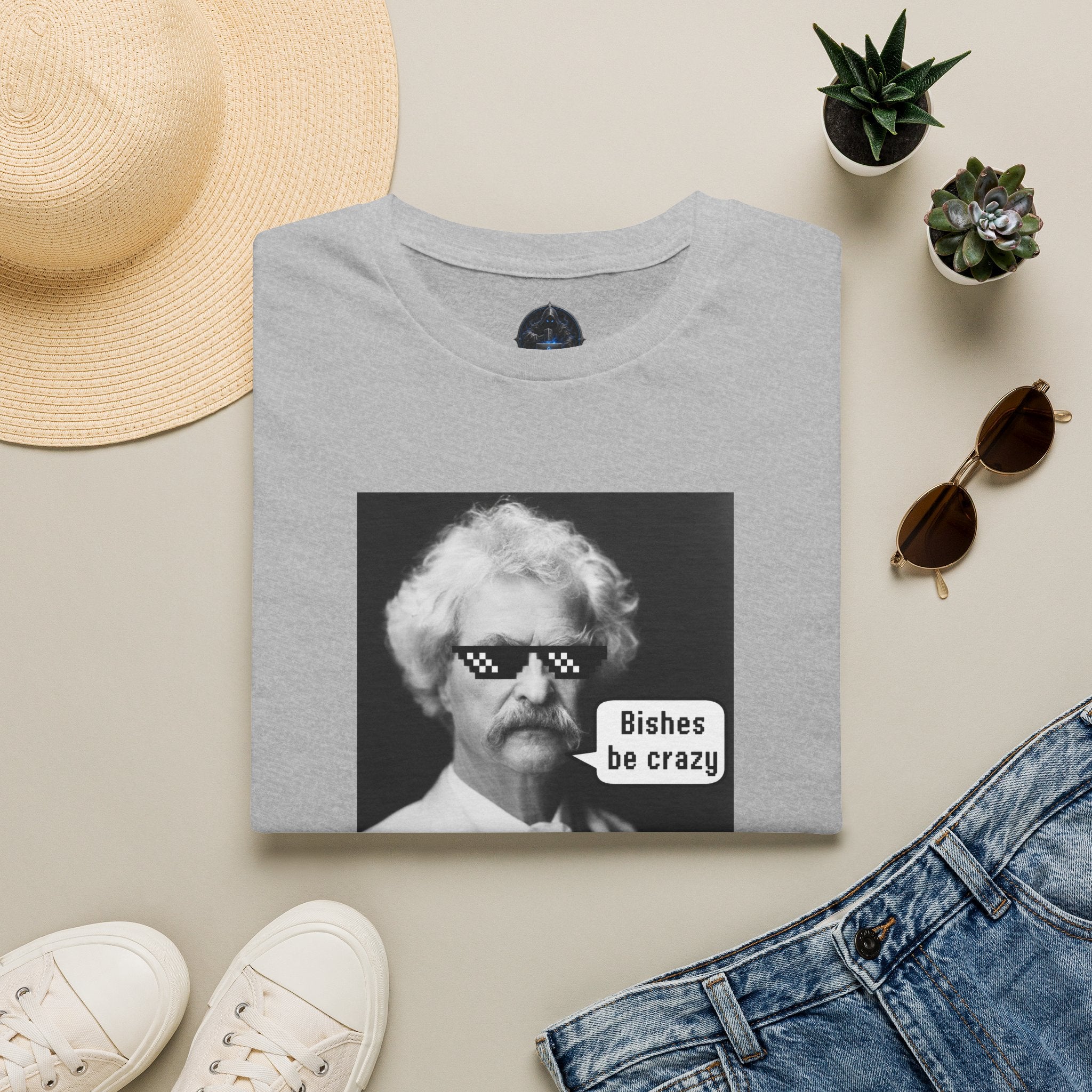 T-Shirt — Retro Mark Twain Meme Tee “Bishes Be Crazy”