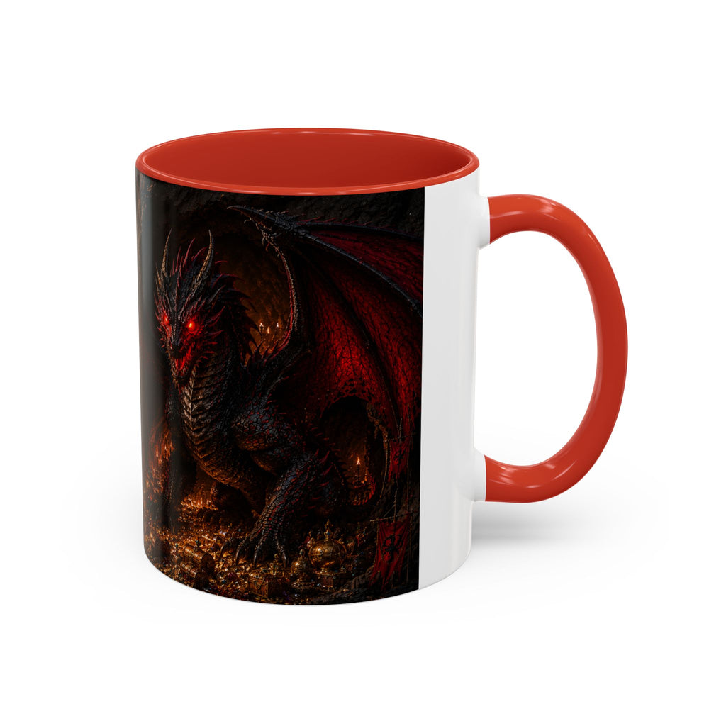 Dragon Coffee Mug — Dark Fantasy Red-Eyed Dragon Accent Mug (11/15oz)