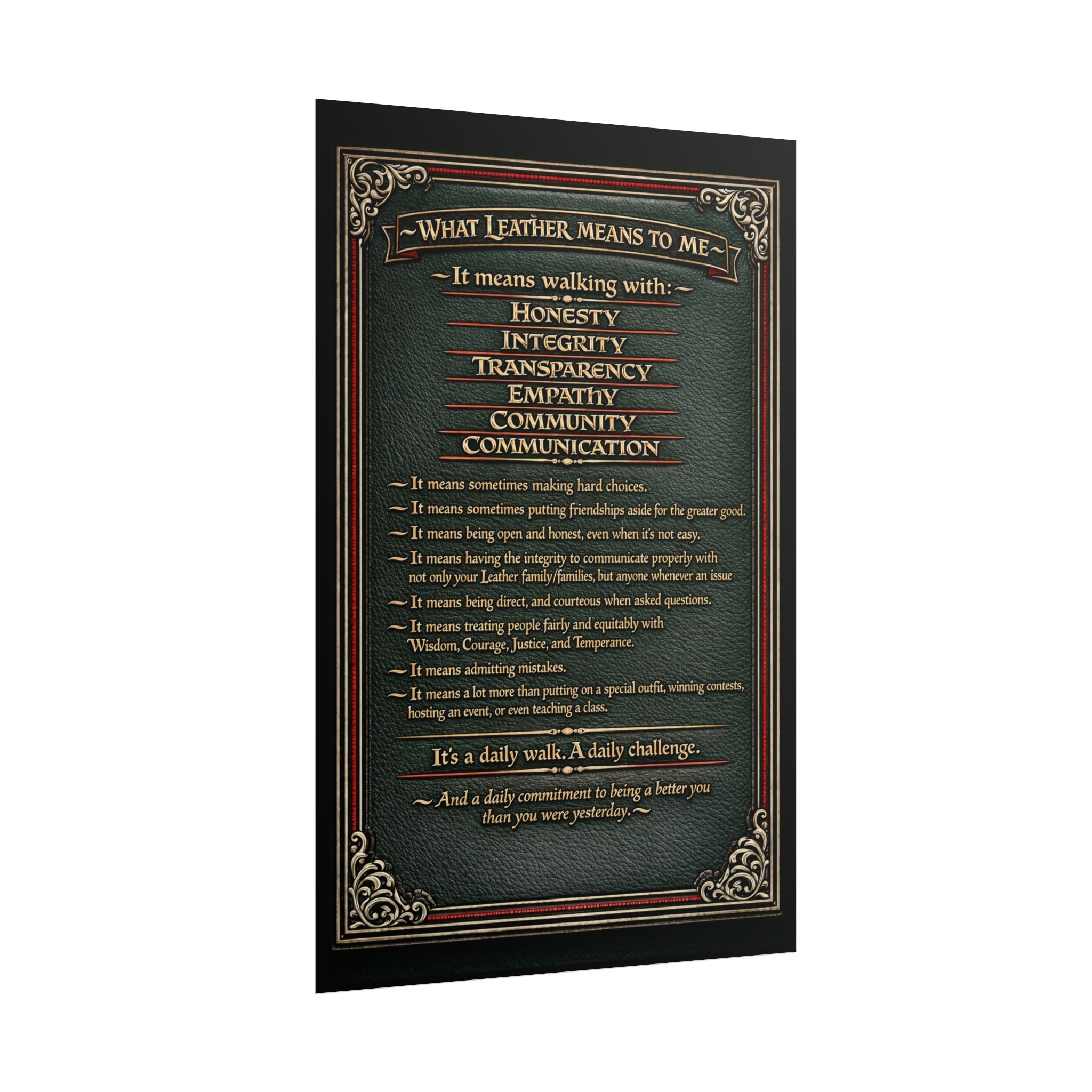 Leatherman Poster — "What Leather Means to Me" Inspirational Workshop Poster