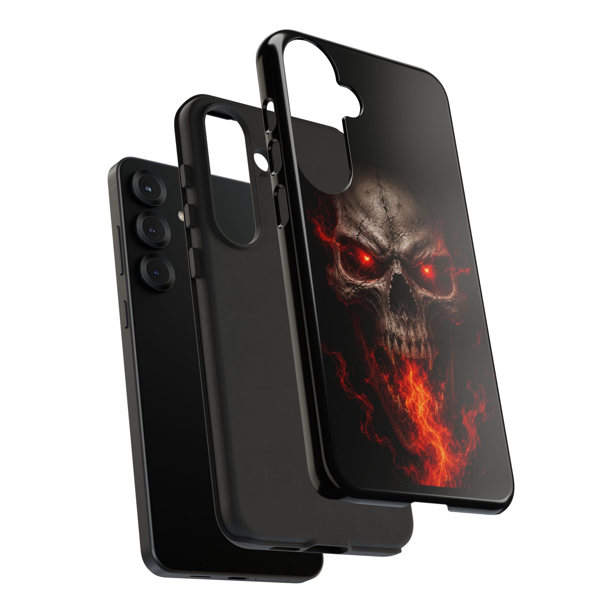Flaming Skull Tough Case — Heavy-Duty Phone Case with Red-Eye Skull Design