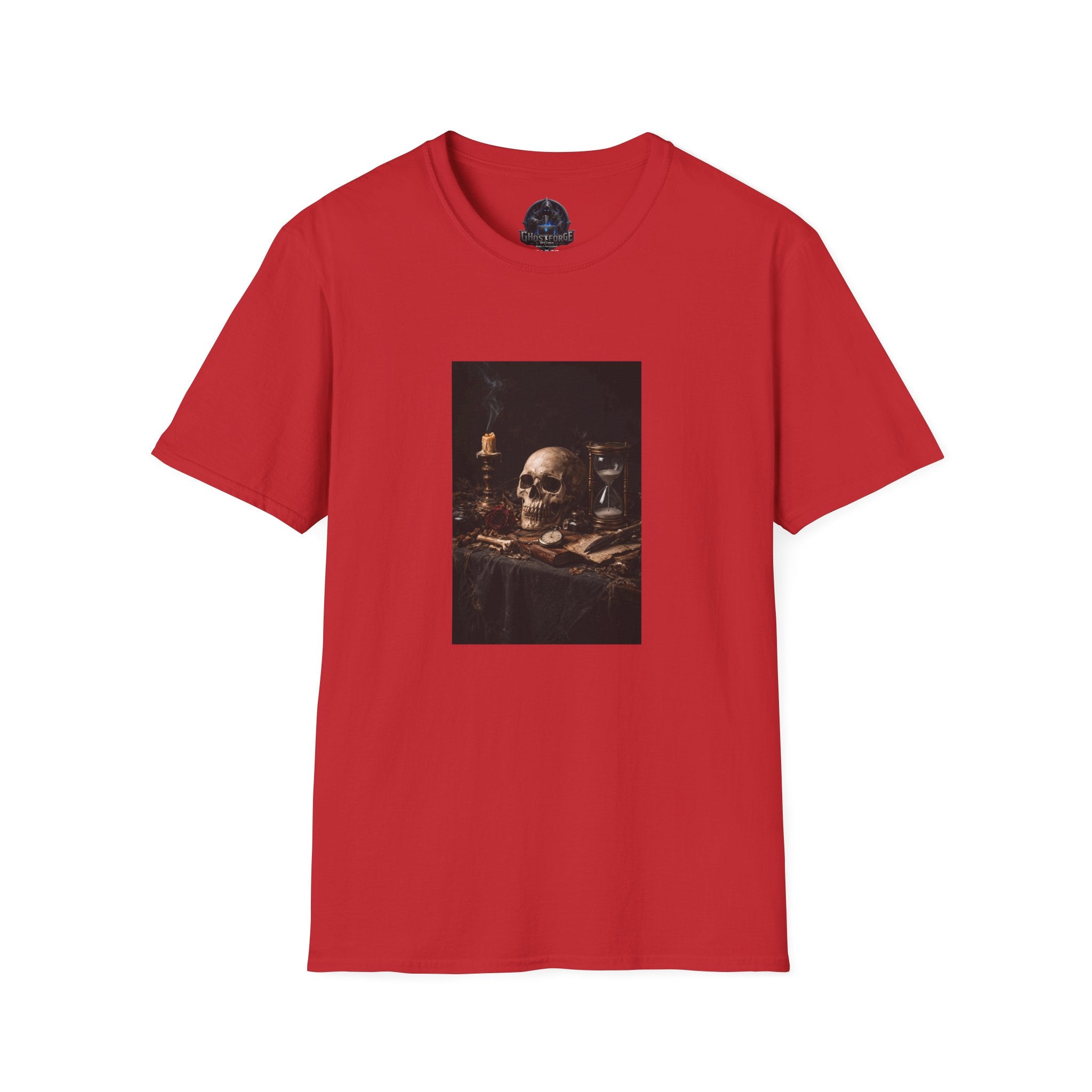 Skull Still Life T-Shirt — Vintage Vanitas Candle & Hourglass Tee