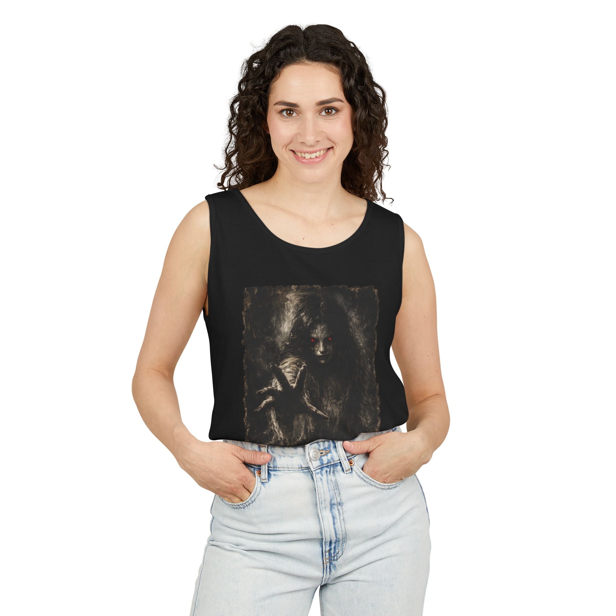 Gothic Ghost Girl Tank Top – Moody Vintage Ghost Art