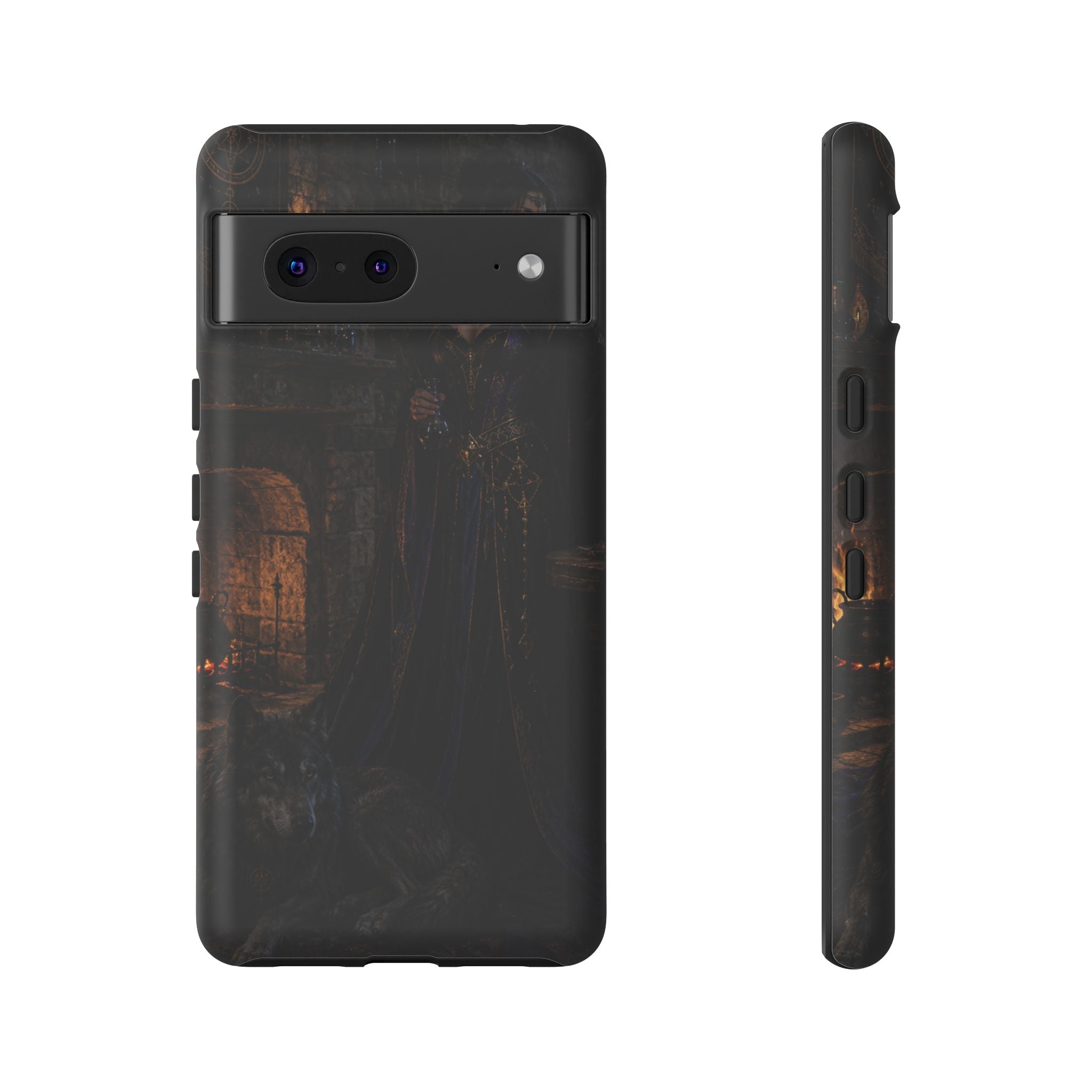 Gothic Witch Phone Case — Dark Fantasy Wolf & Fireplace Tough Case
