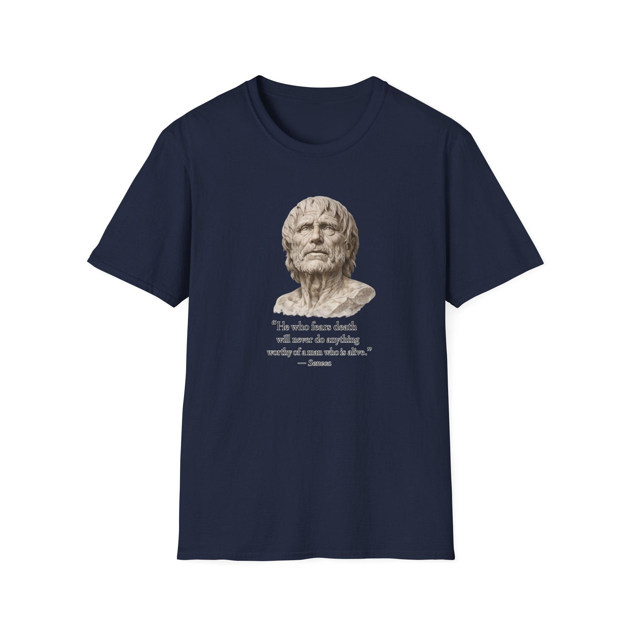 Stoic Philosopher Bust T-Shirt — Seneca Quote Tee