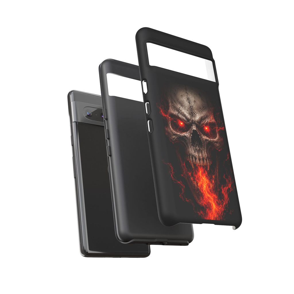 Flaming Skull Tough Case — Heavy-Duty Phone Case with Red-Eye Skull Design