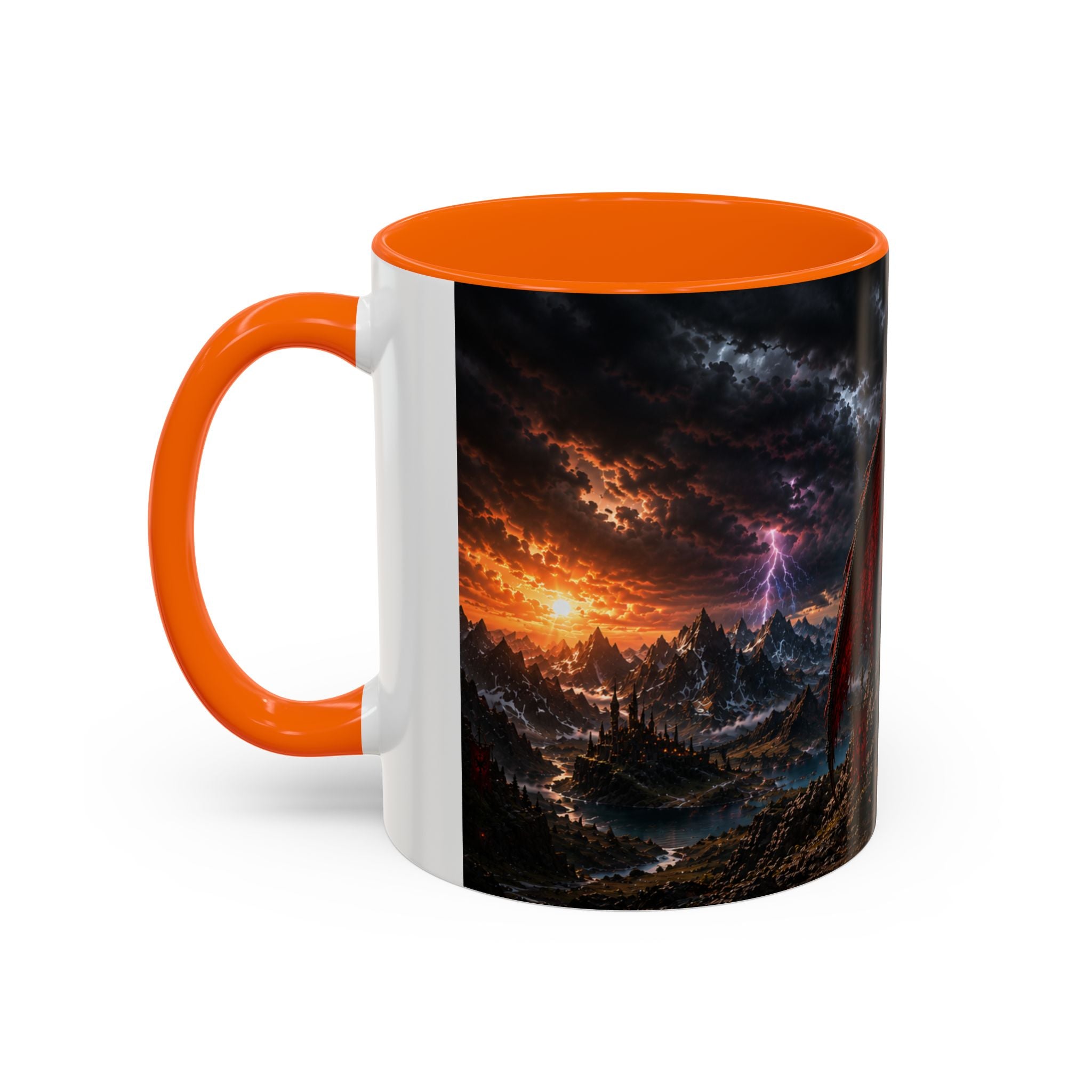 Dragon Coffee Mug — Dark Fantasy Red-Eyed Dragon Accent Mug (11/15oz)
