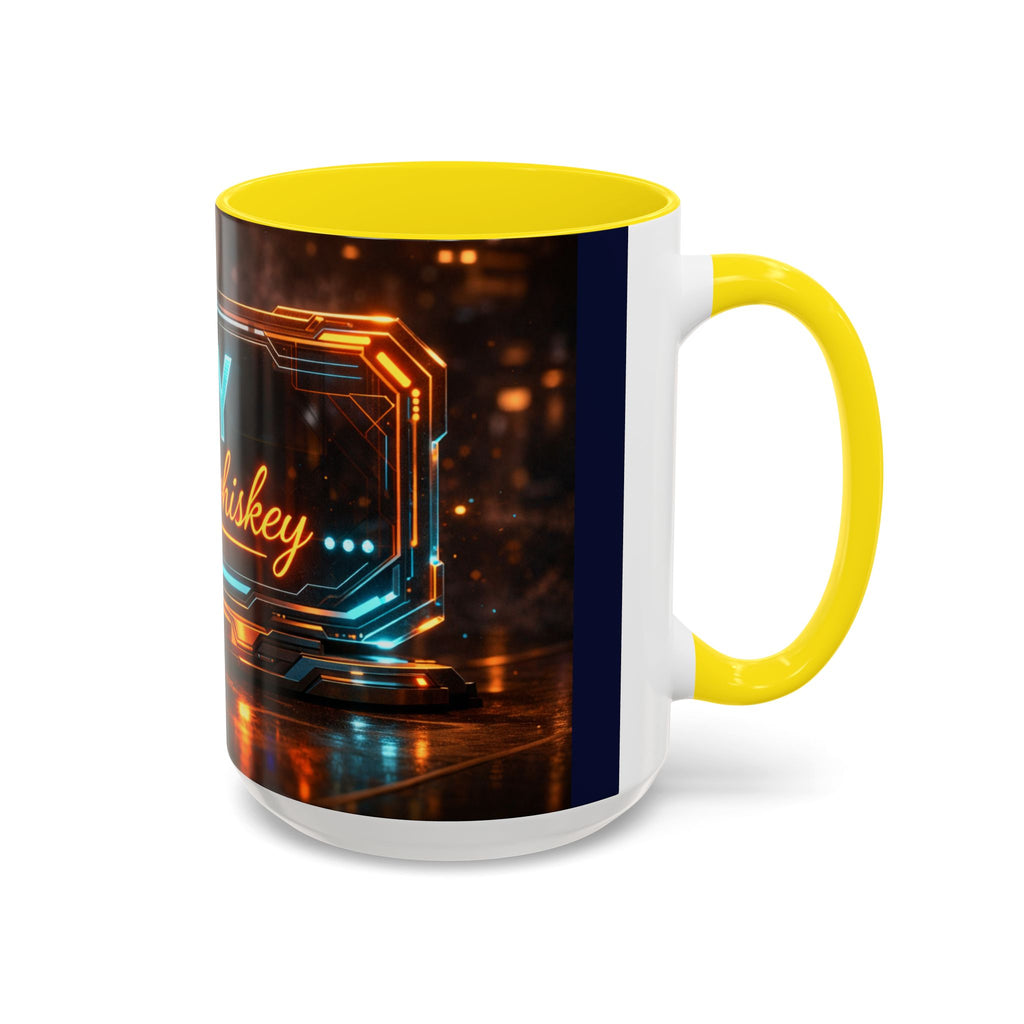 Coffee Mug — Neon Sign “May Contain Whiskey” Accent Mug (11/15 oz)