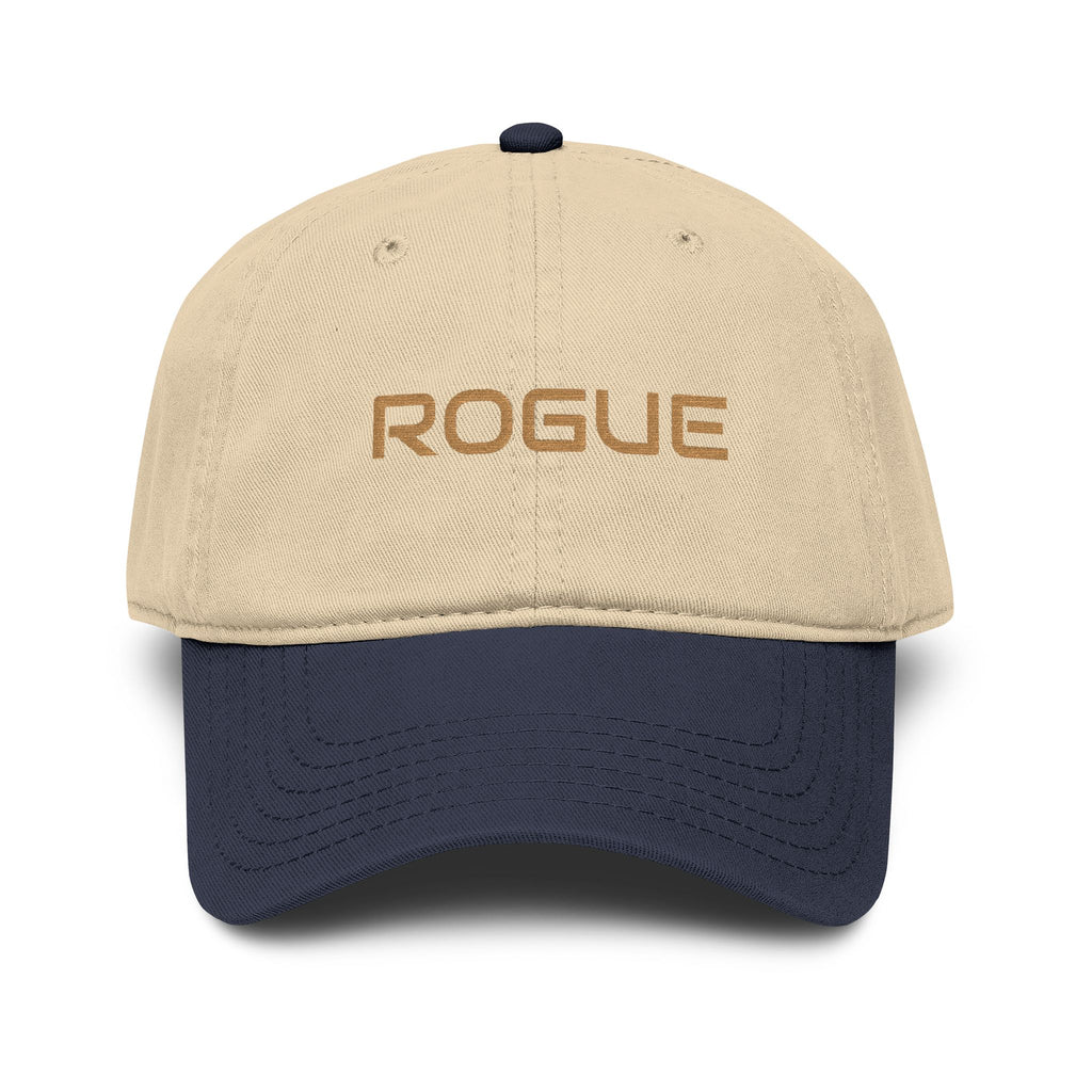 Rogue Embroidered Washed Baseball Cap — Vintage Gray Dad Hat with Gold Stitching