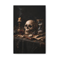 Memento Mori - Still Life Canvas — Skull, Hourglass & Candle Wall Art