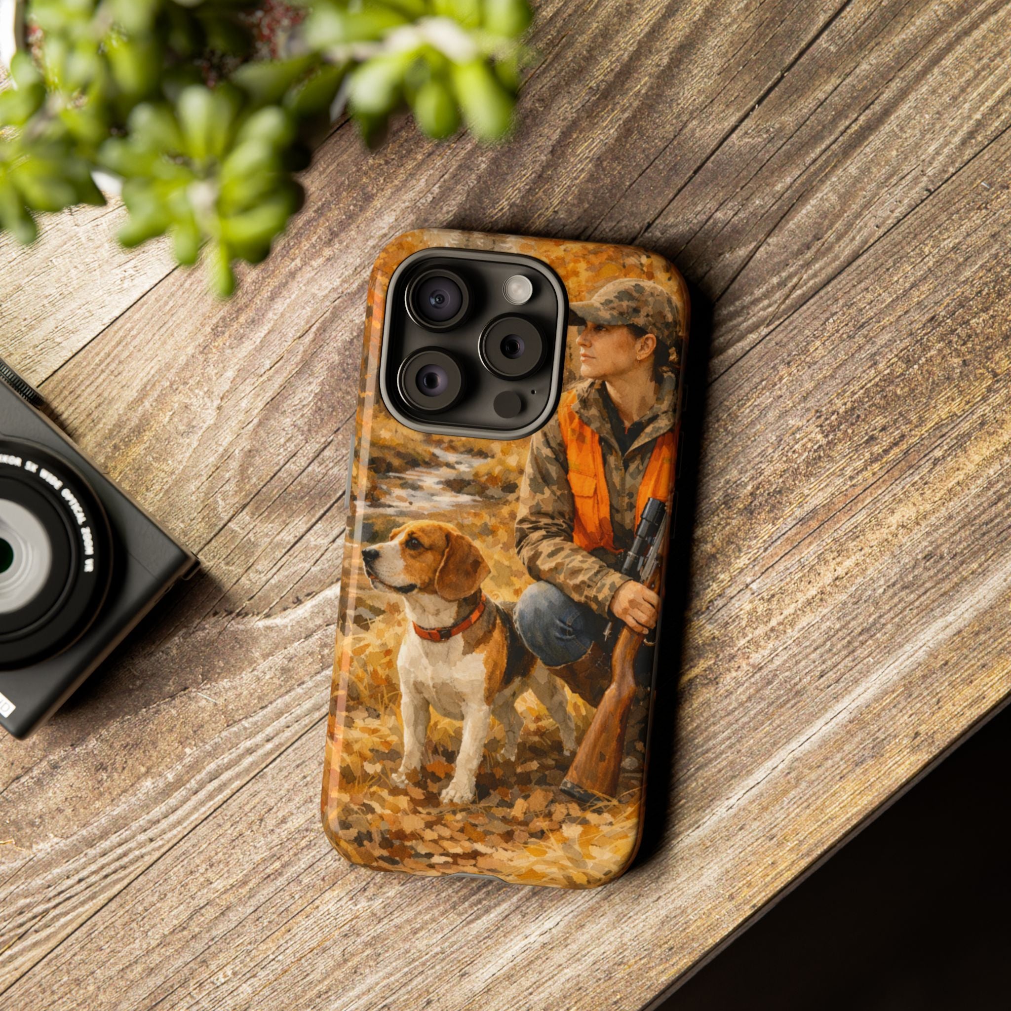 Hunter and Beagle Phone Case — Hunting Dog Autumn Camouflage iPhone Cover