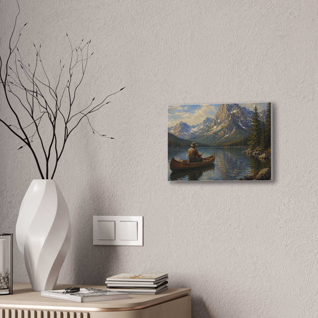 Mountain Lake Canoe Canvas Print