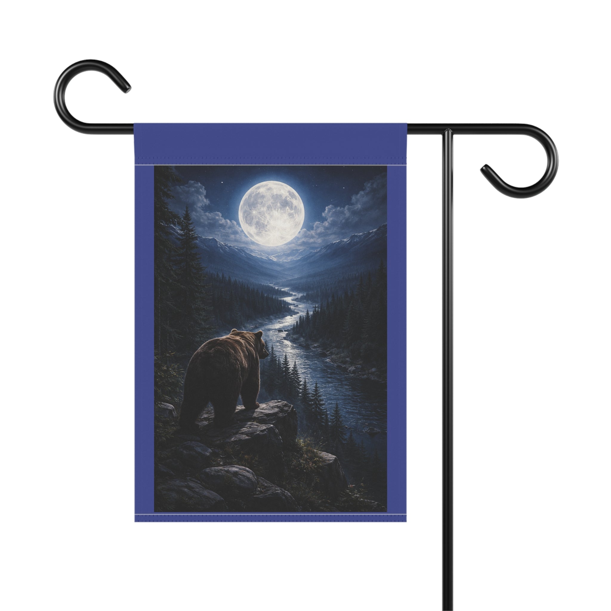 Garden Flag — Moonlit Bear Night Scenic Garden Banner