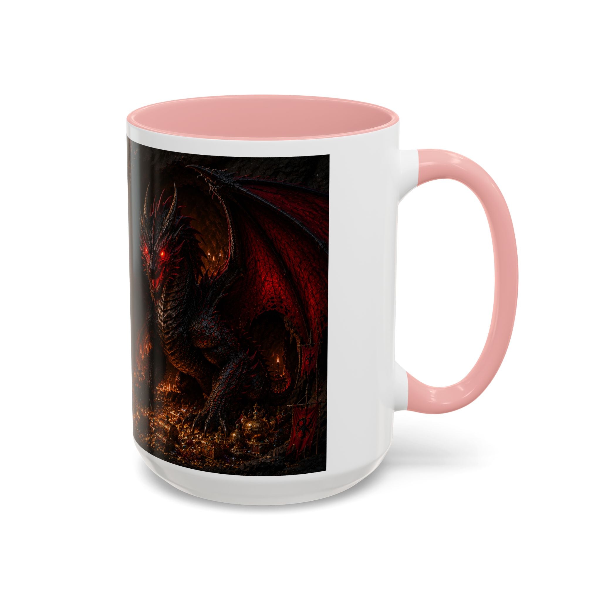 Dragon Coffee Mug — Dark Fantasy Red-Eyed Dragon Accent Mug (11/15oz)