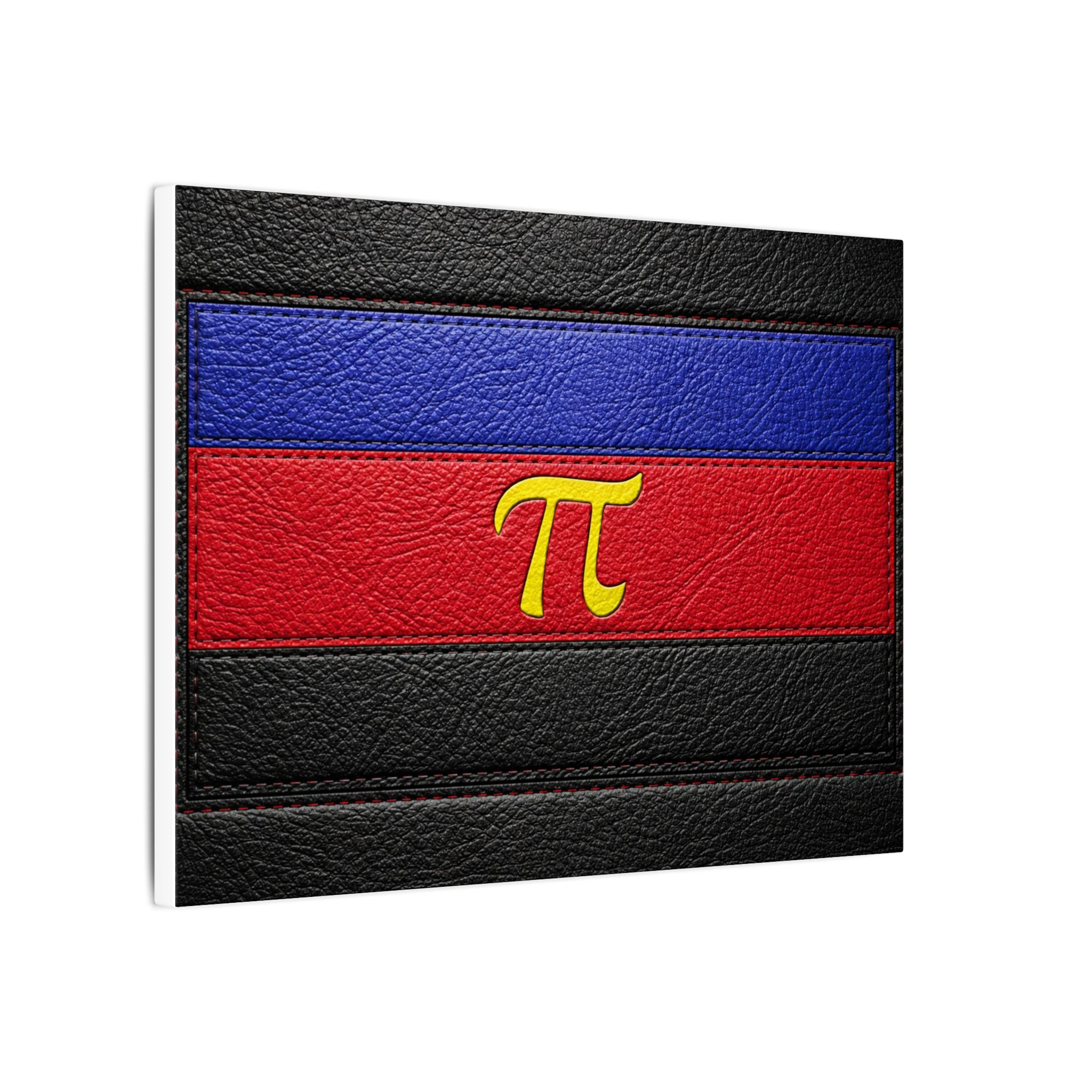 Polyamorous Symbol Leather Flag Canvas Print — Blue & Red Striped Matte Wall Art