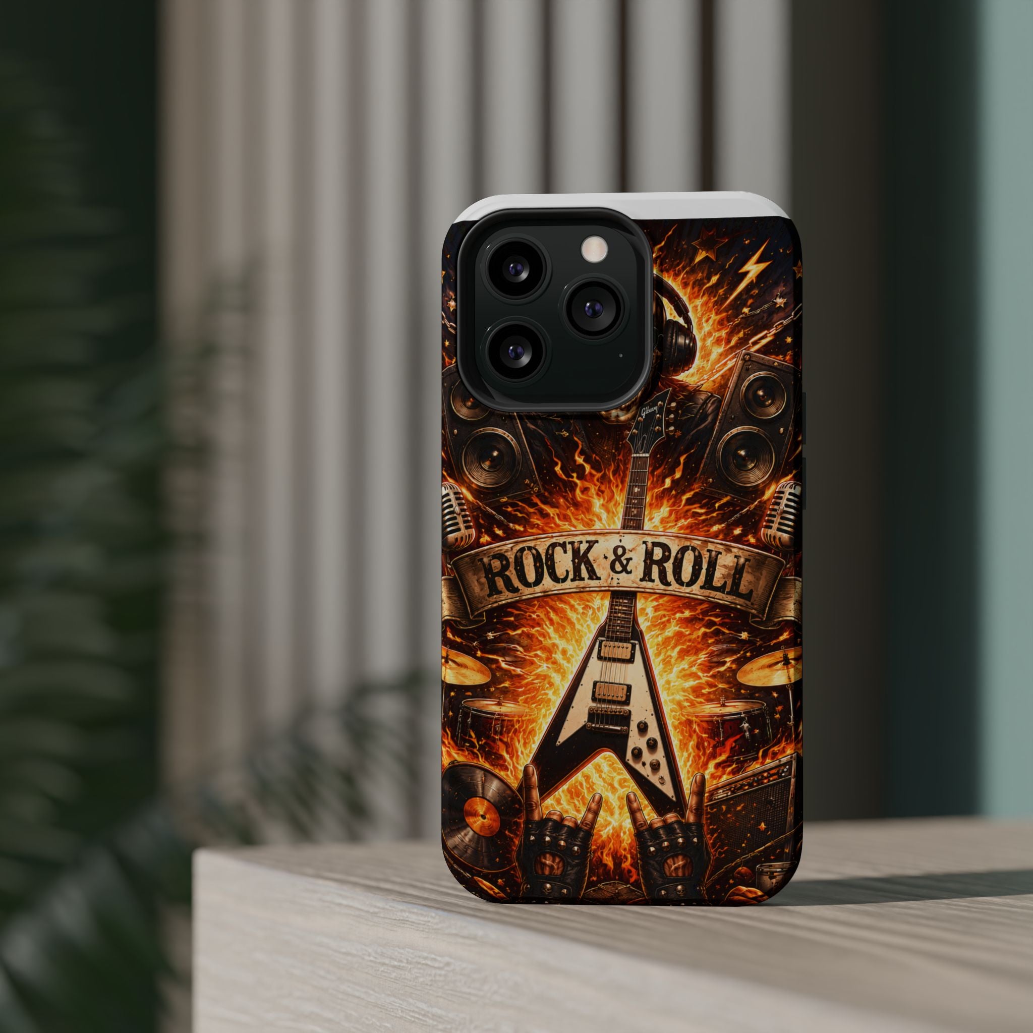 Rock & Roll Skull Guitar Phone Case — Magnetic Impact-Resistant