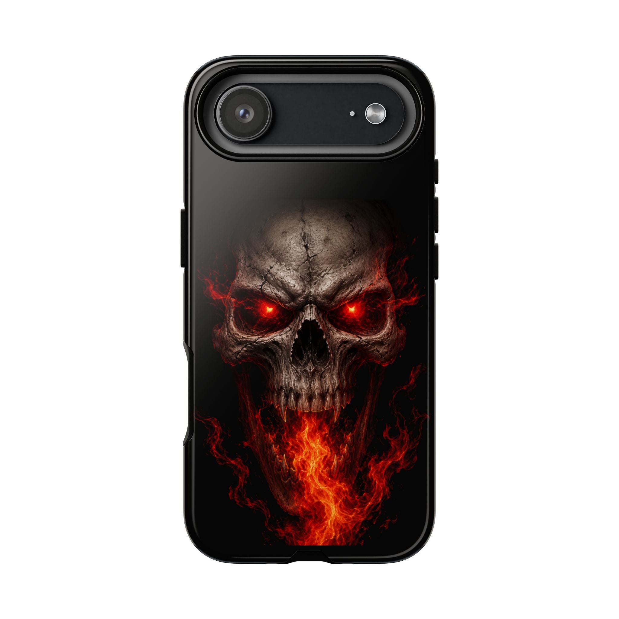 Flaming Skull Tough Case — Heavy-Duty Phone Case with Red-Eye Skull Design