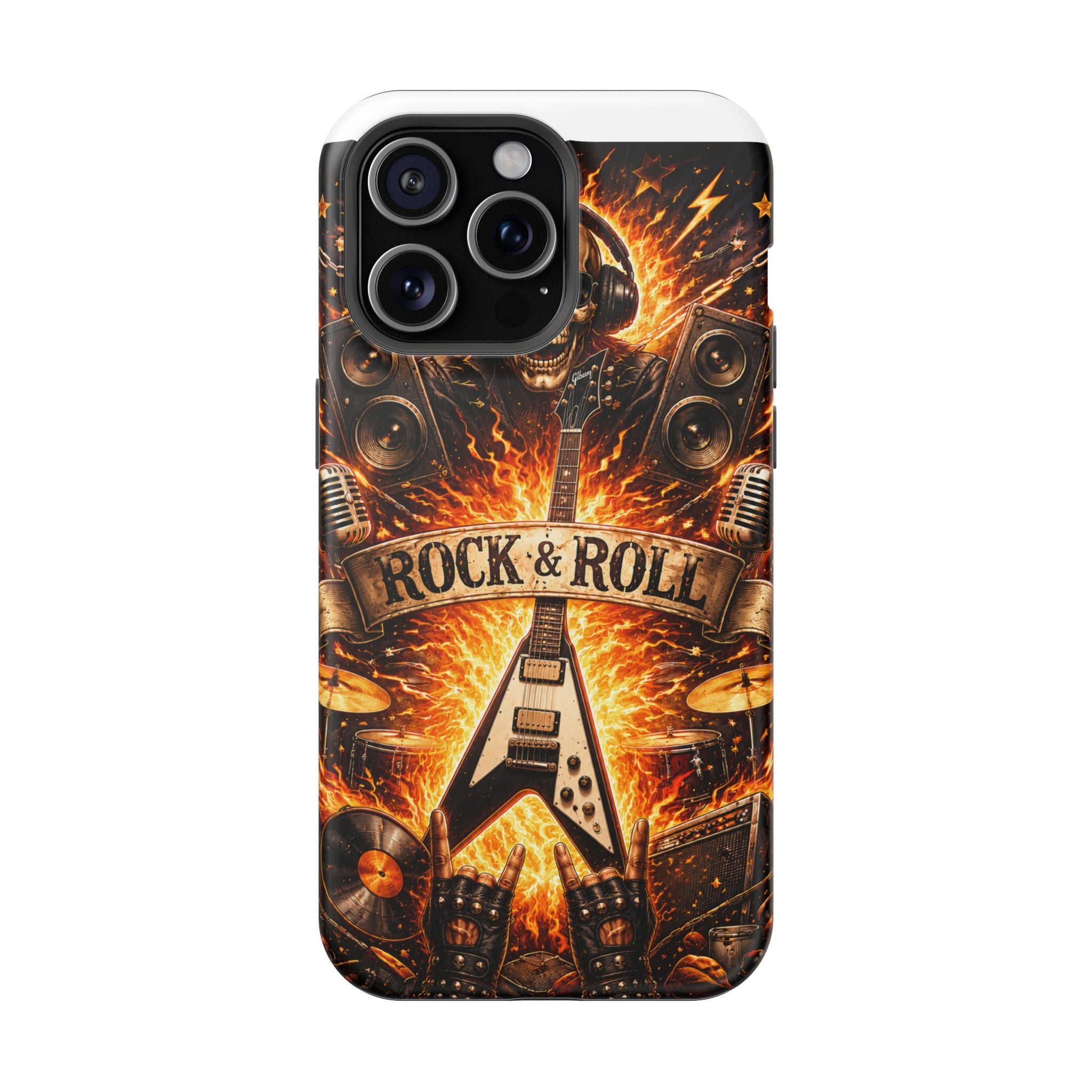 Rock & Roll Skull Guitar Phone Case — Magnetic Impact-Resistant