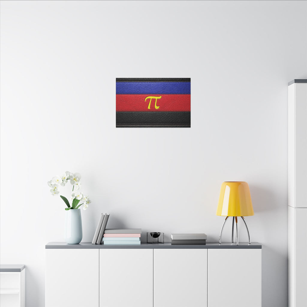 Polyamorous Symbol Leather Flag Canvas Print — Blue & Red Striped Matte Wall Art