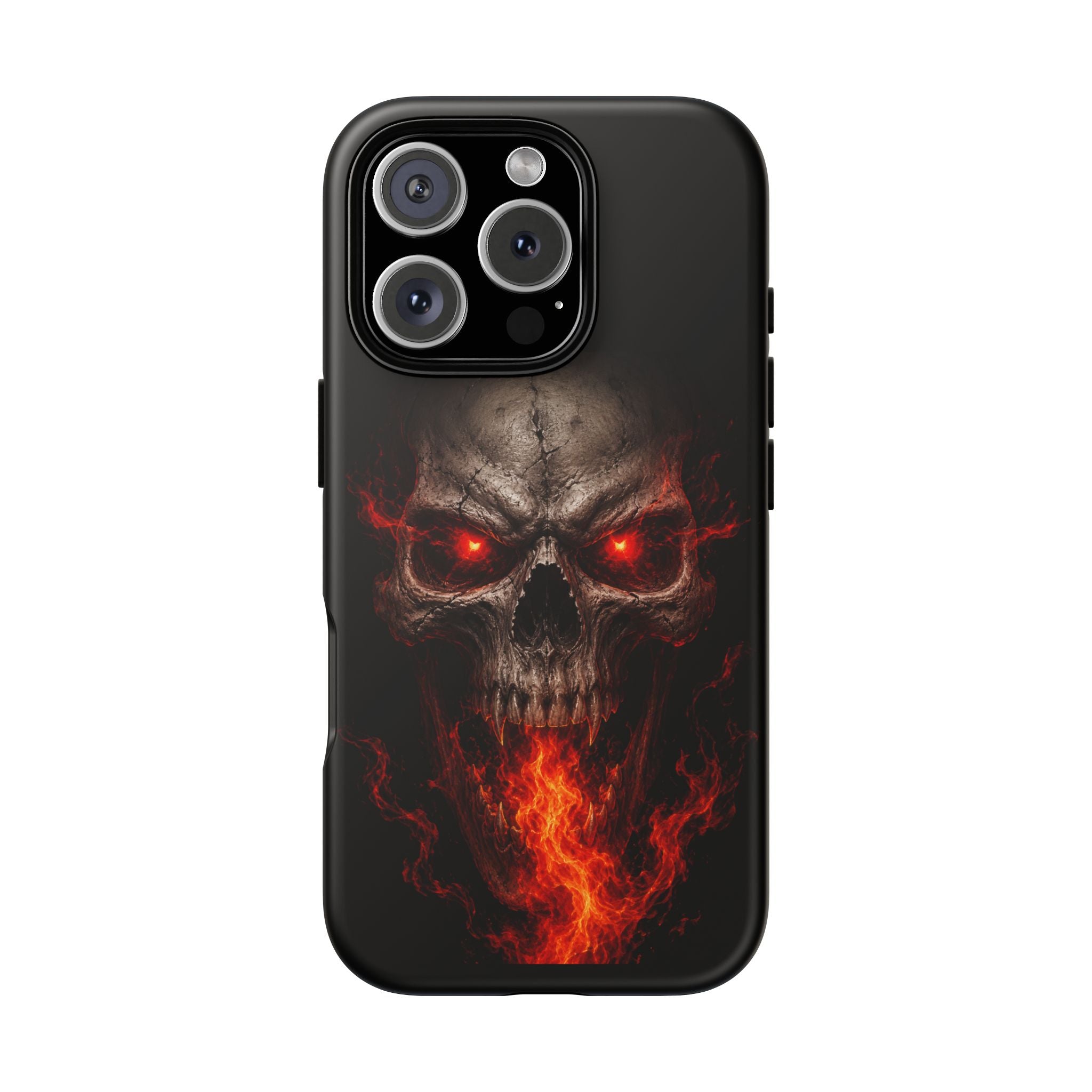 Flaming Skull Tough Case — Heavy-Duty Phone Case with Red-Eye Skull Design