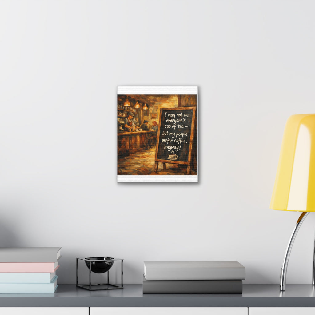 Coffee Shop Canvas Wall Art — "I May Not Be Everyone's Cup of Tea" Stretched Canvas