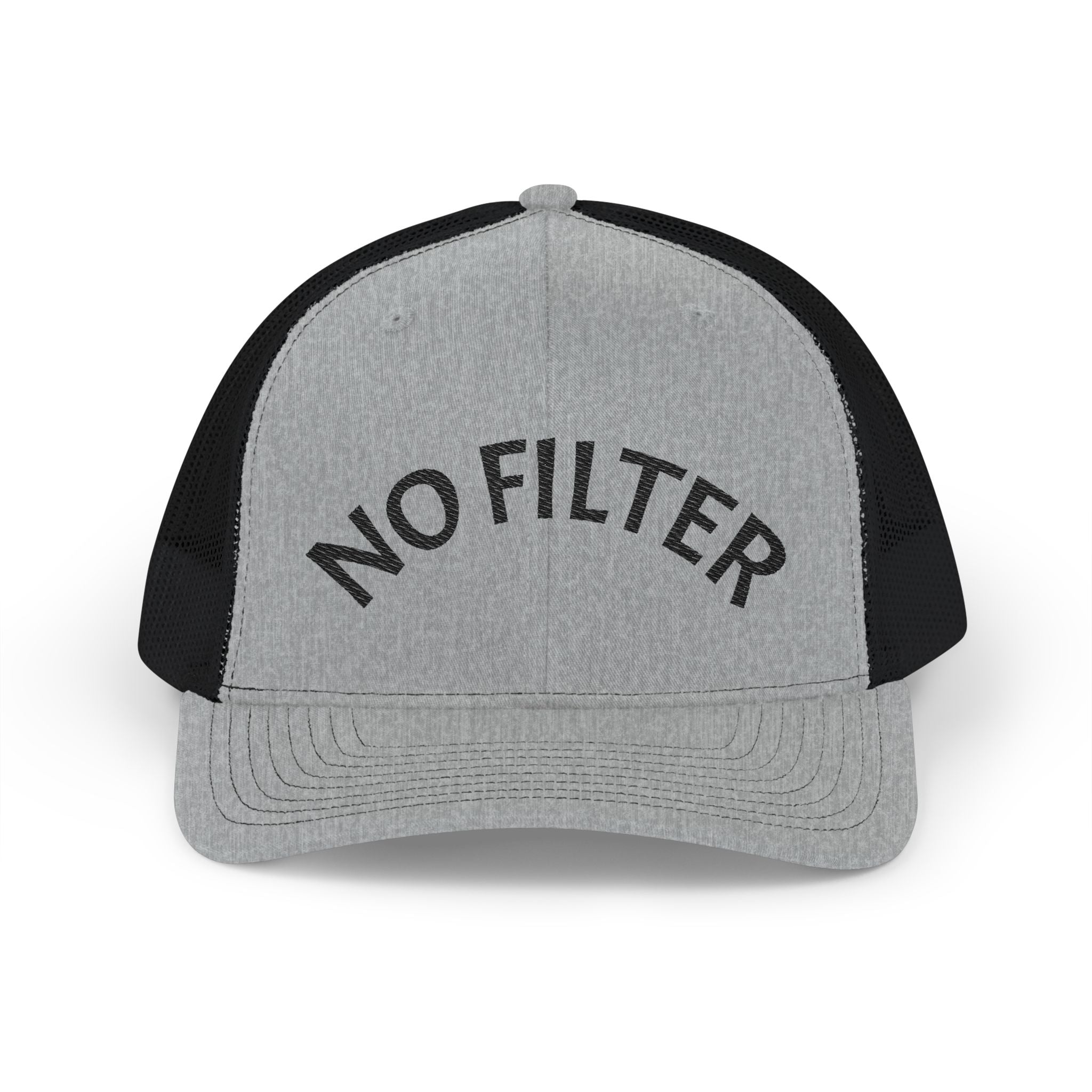 No Filter Snapback Trucker Cap — Bold Mesh Back Hat