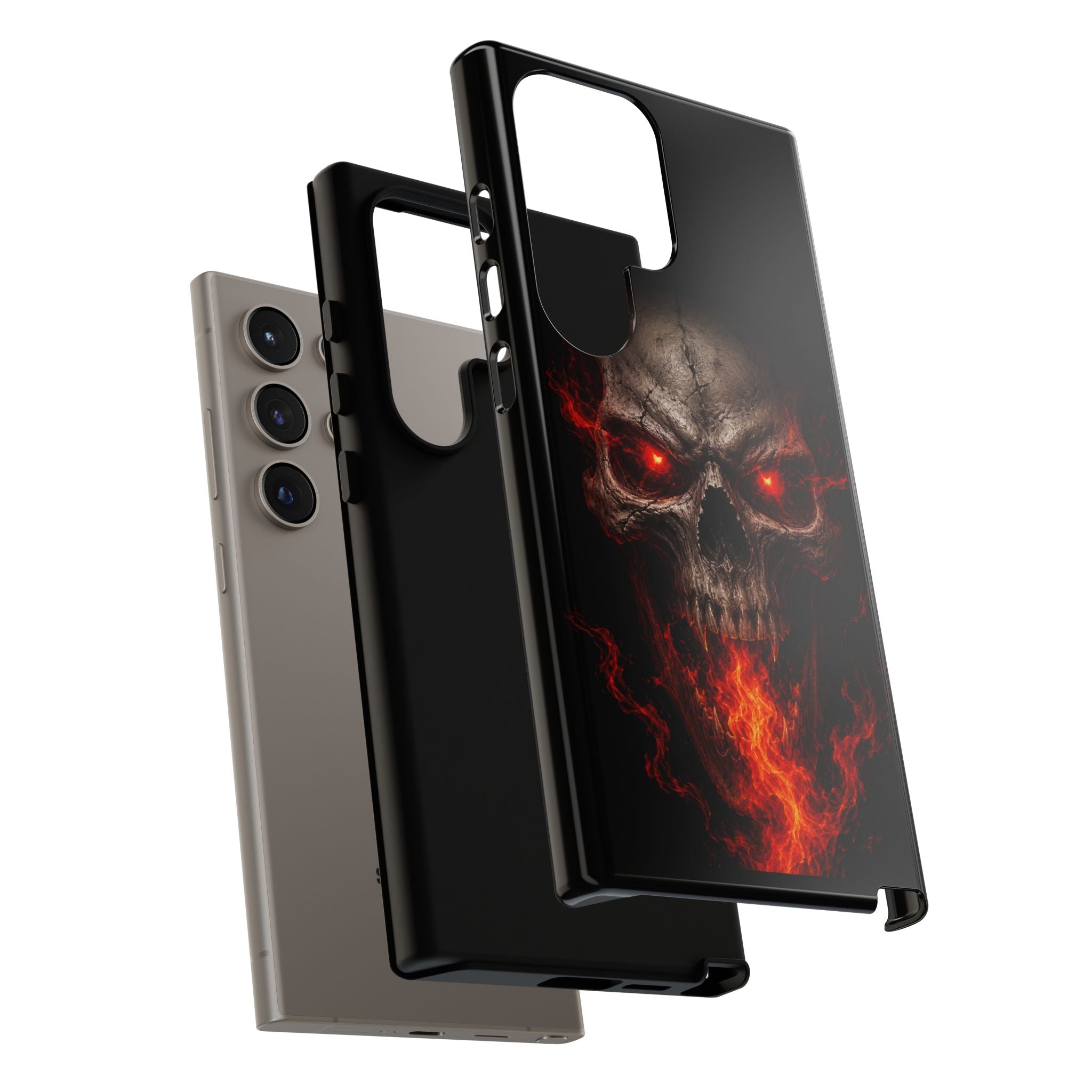 Flaming Skull Tough Case — Heavy-Duty Phone Case with Red-Eye Skull Design