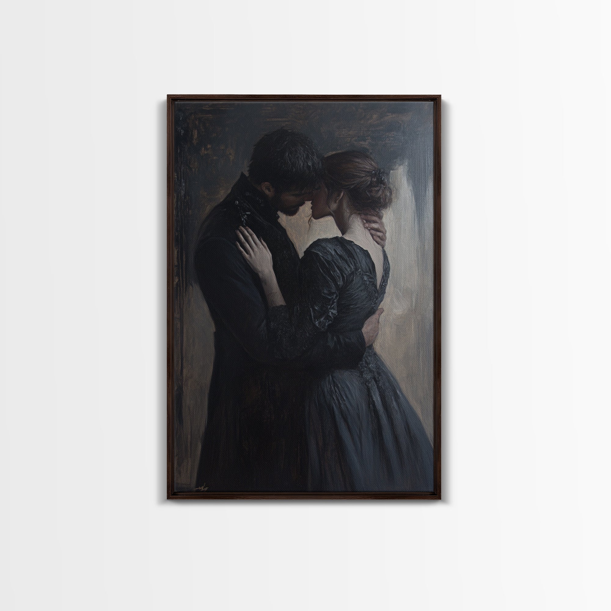 Dark Academia Painting Book Lover Decor, Dark Romance Painting, Dark Cottagecore Victorian Wall Art, Book Lover Gift, Academia Wall Art