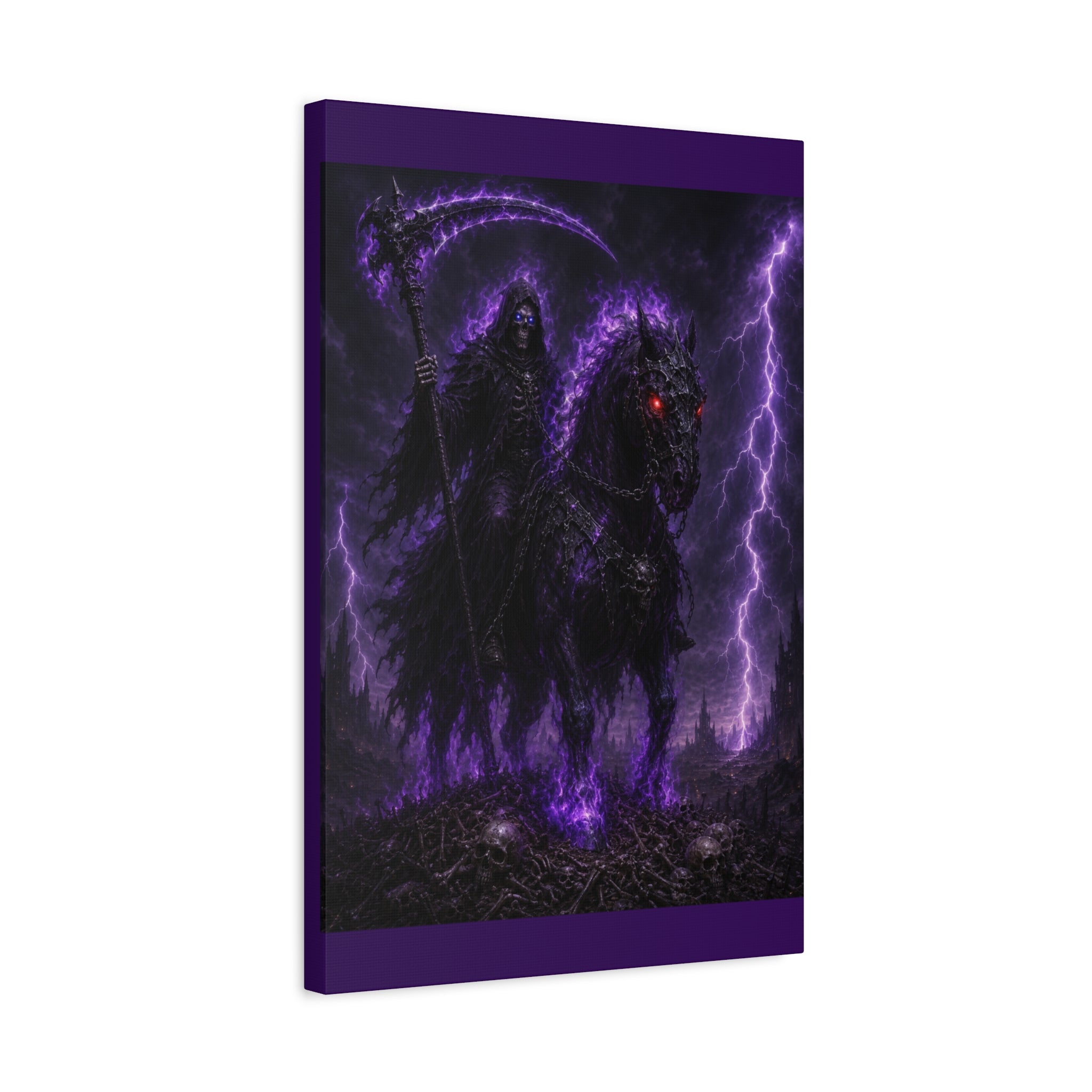 Dark Reaper on Shadow Steed Matte Canvas Print — Gothic Wall Art