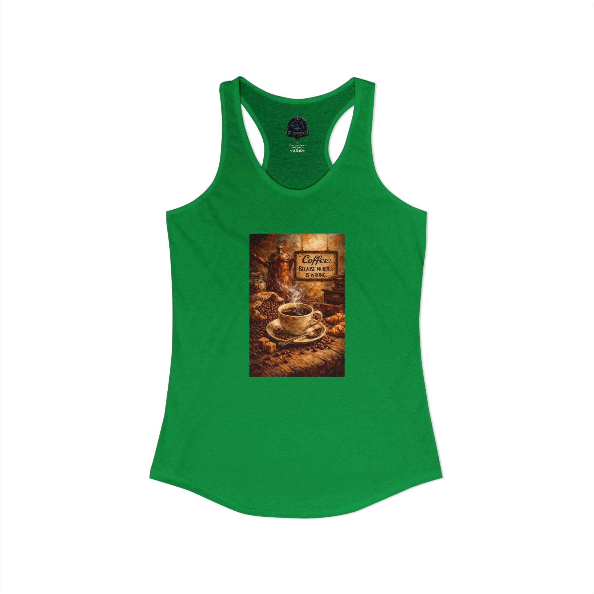Women's Ideal Racerback Tank - "Coffee B/c Murder is wrong"