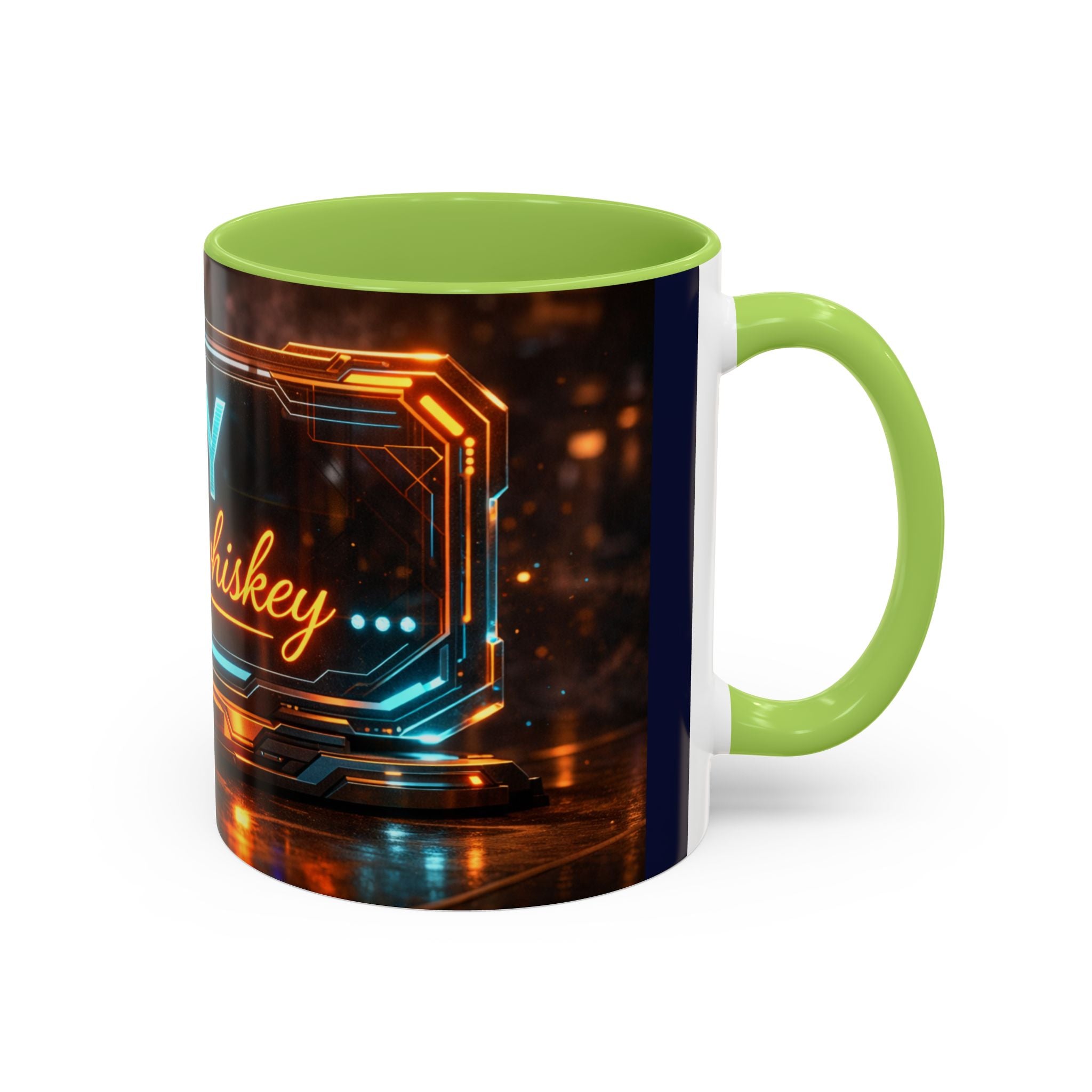 Coffee Mug — Neon Sign “May Contain Whiskey” Accent Mug (11/15 oz)