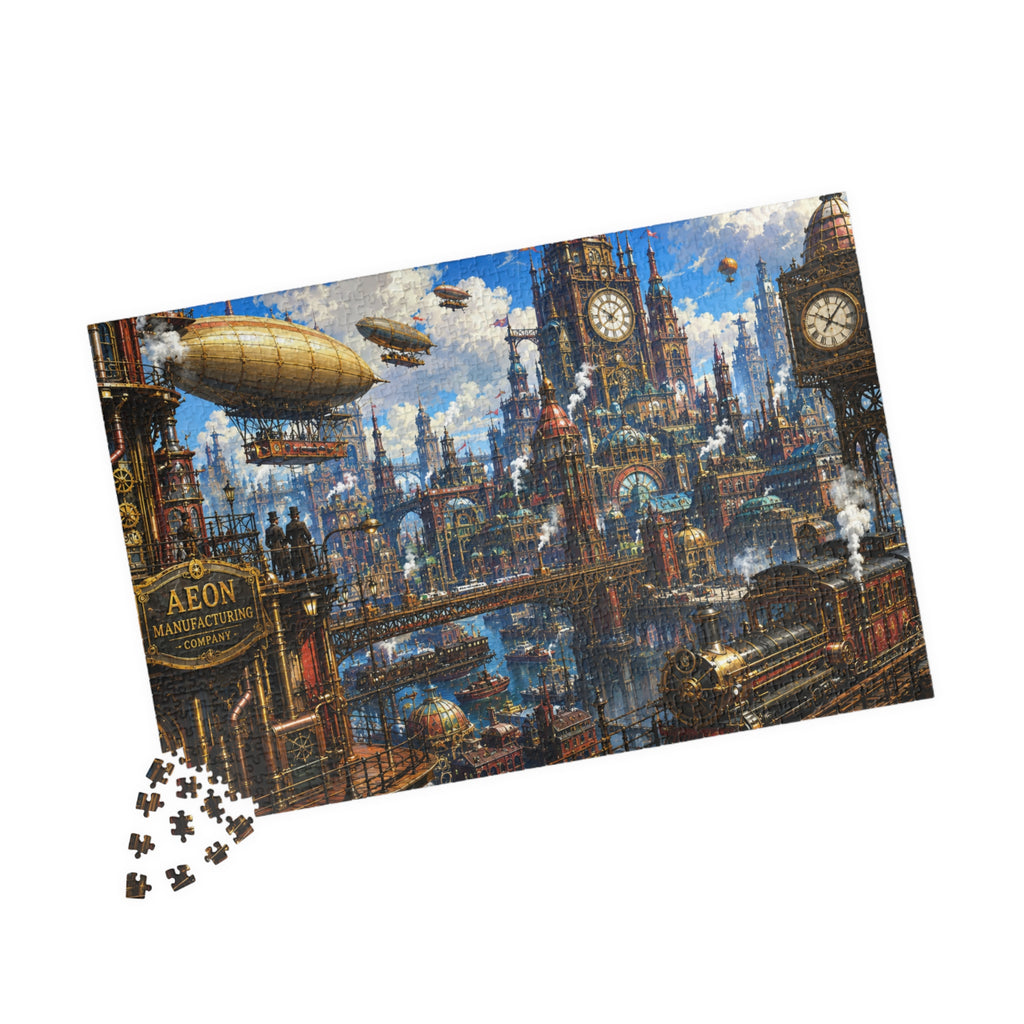 Steampunk Airship City Jigsaw Puzzle — 252/520/1014-Piece Scenic Puzzle