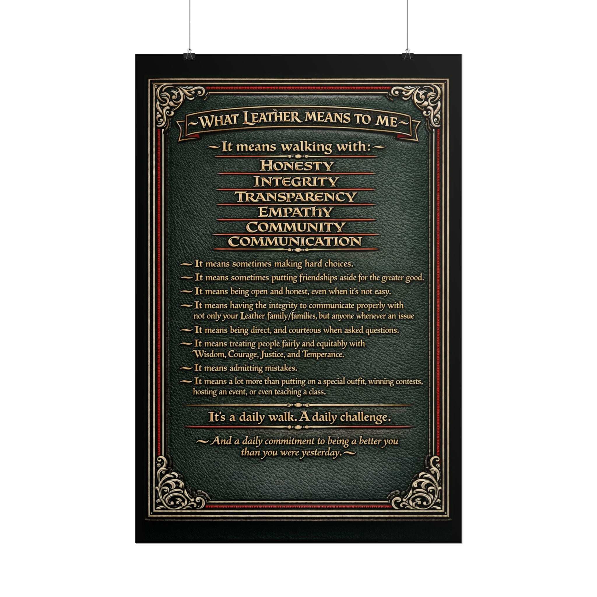 Leatherman Poster — "What Leather Means to Me" Inspirational Workshop Poster