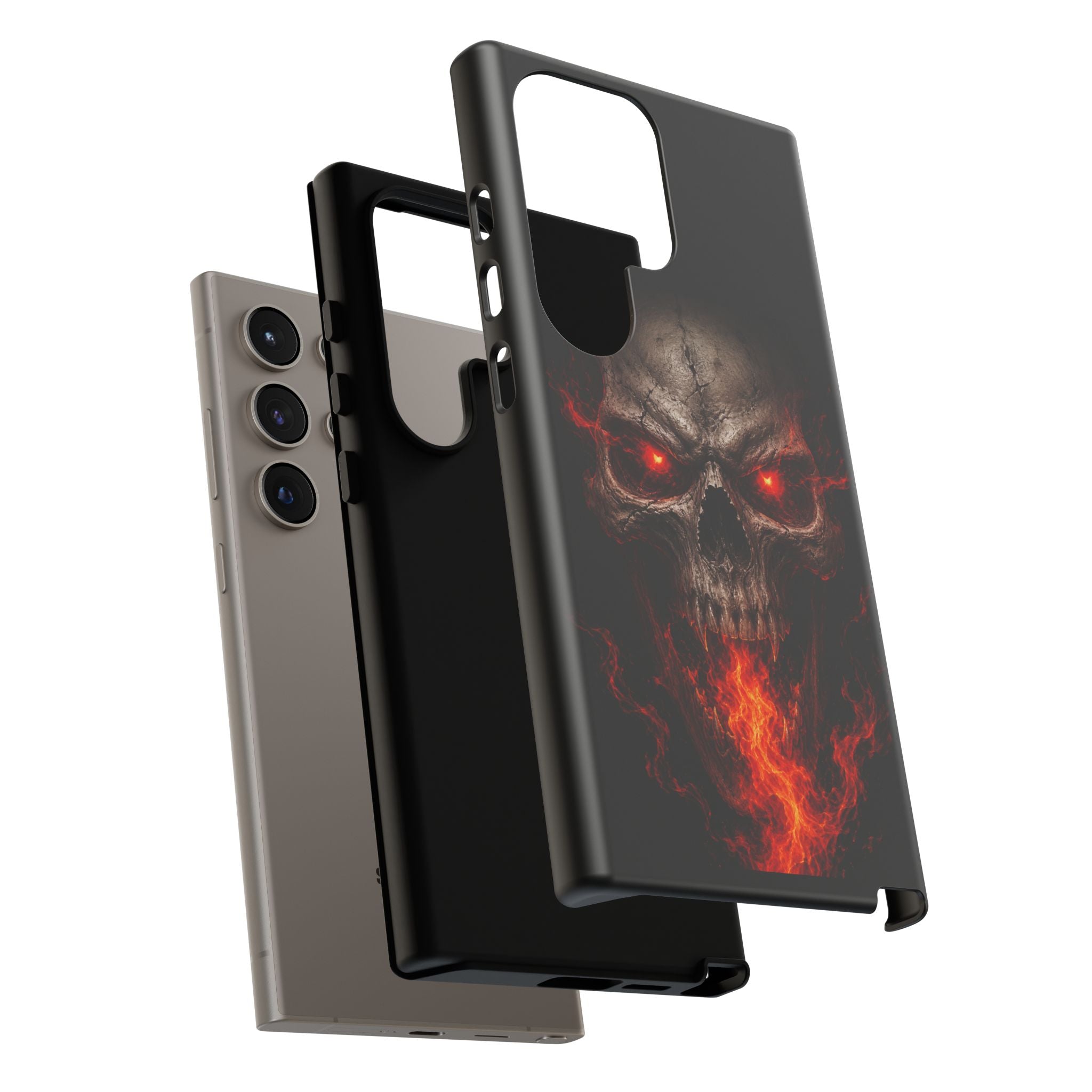 Flaming Skull Tough Case — Heavy-Duty Phone Case with Red-Eye Skull Design