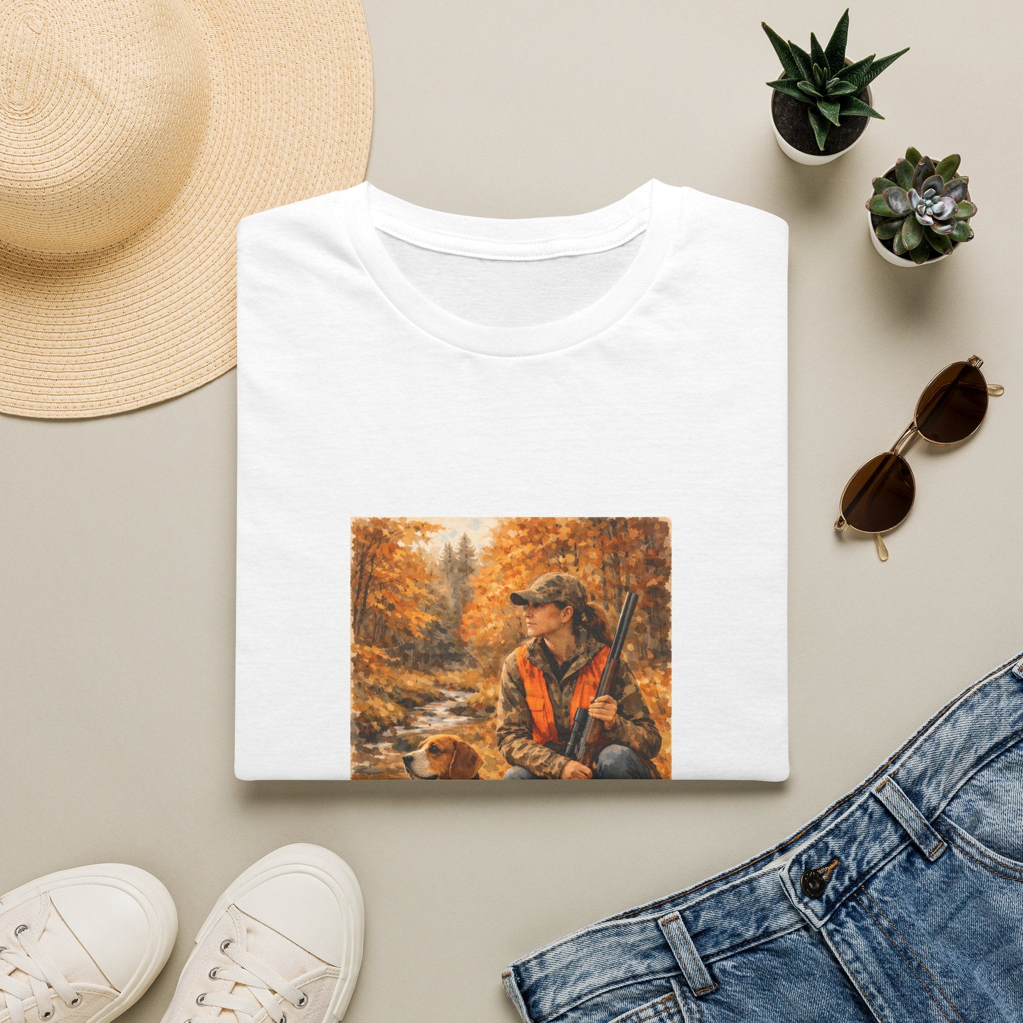 Hunting With Dog Tee — Autumn Camouflage Retriever Forest Shirt