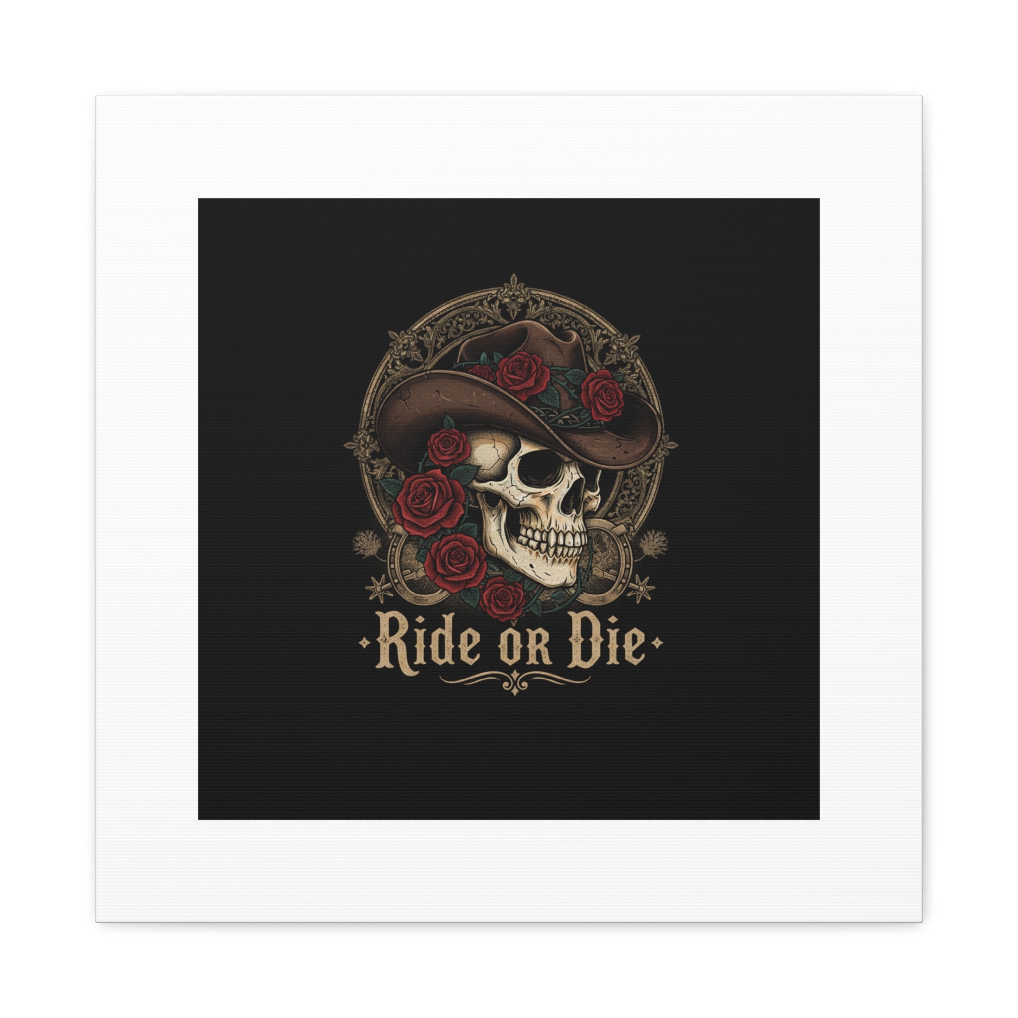 Ride or Die Skull Canvas | Western Skull Art, Gothic Americana