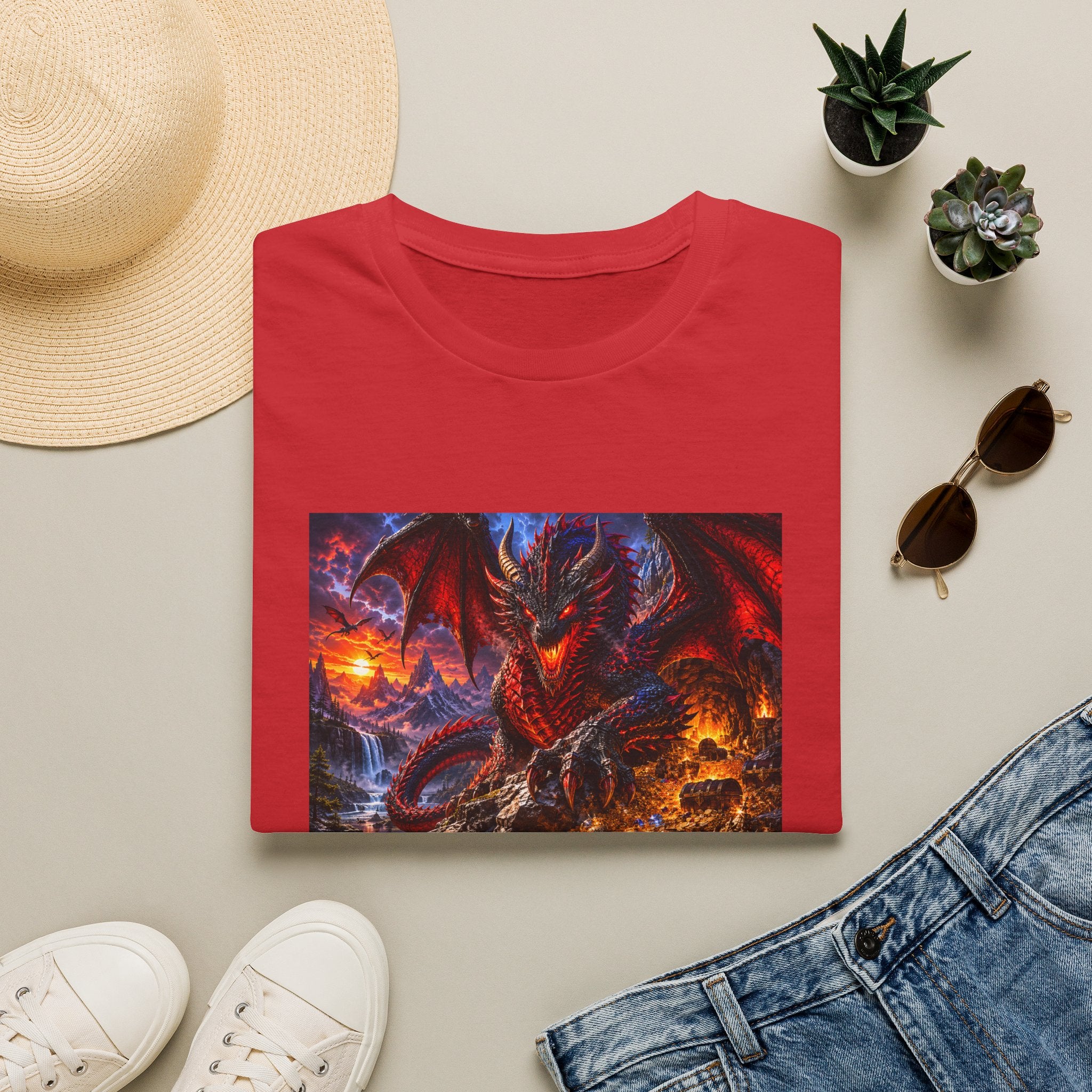 Dragon Guard T-Shirt — Epic Red Dragon Fantasy Art Tee