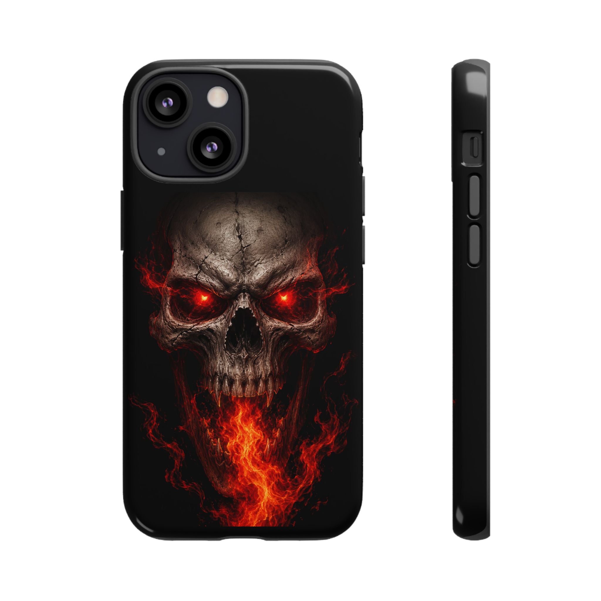 Flaming Skull Tough Case — Heavy-Duty Phone Case with Red-Eye Skull Design