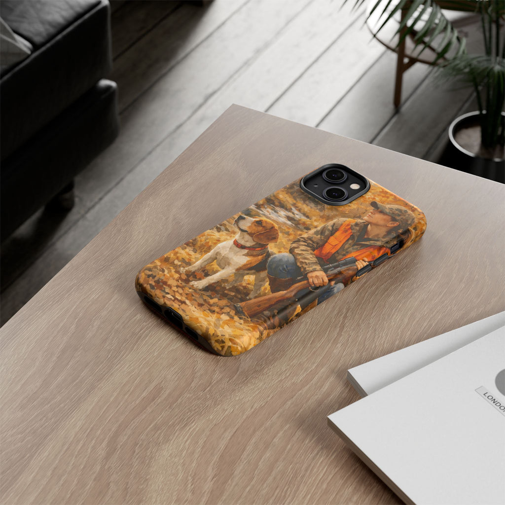 Hunter and Beagle Phone Case — Hunting Dog Autumn Camouflage iPhone Cover