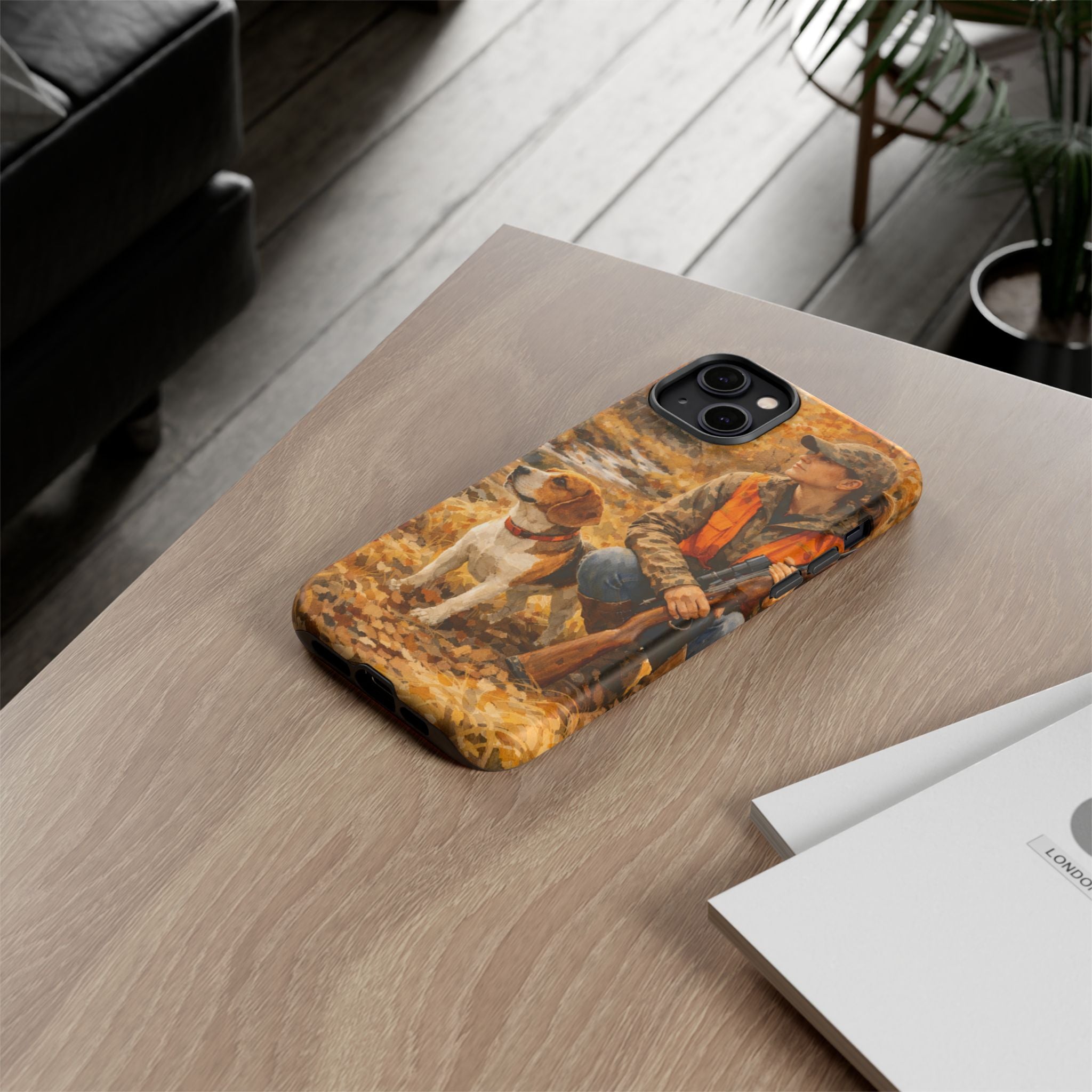 Hunter and Beagle Phone Case — Hunting Dog Autumn Camouflage iPhone Cover