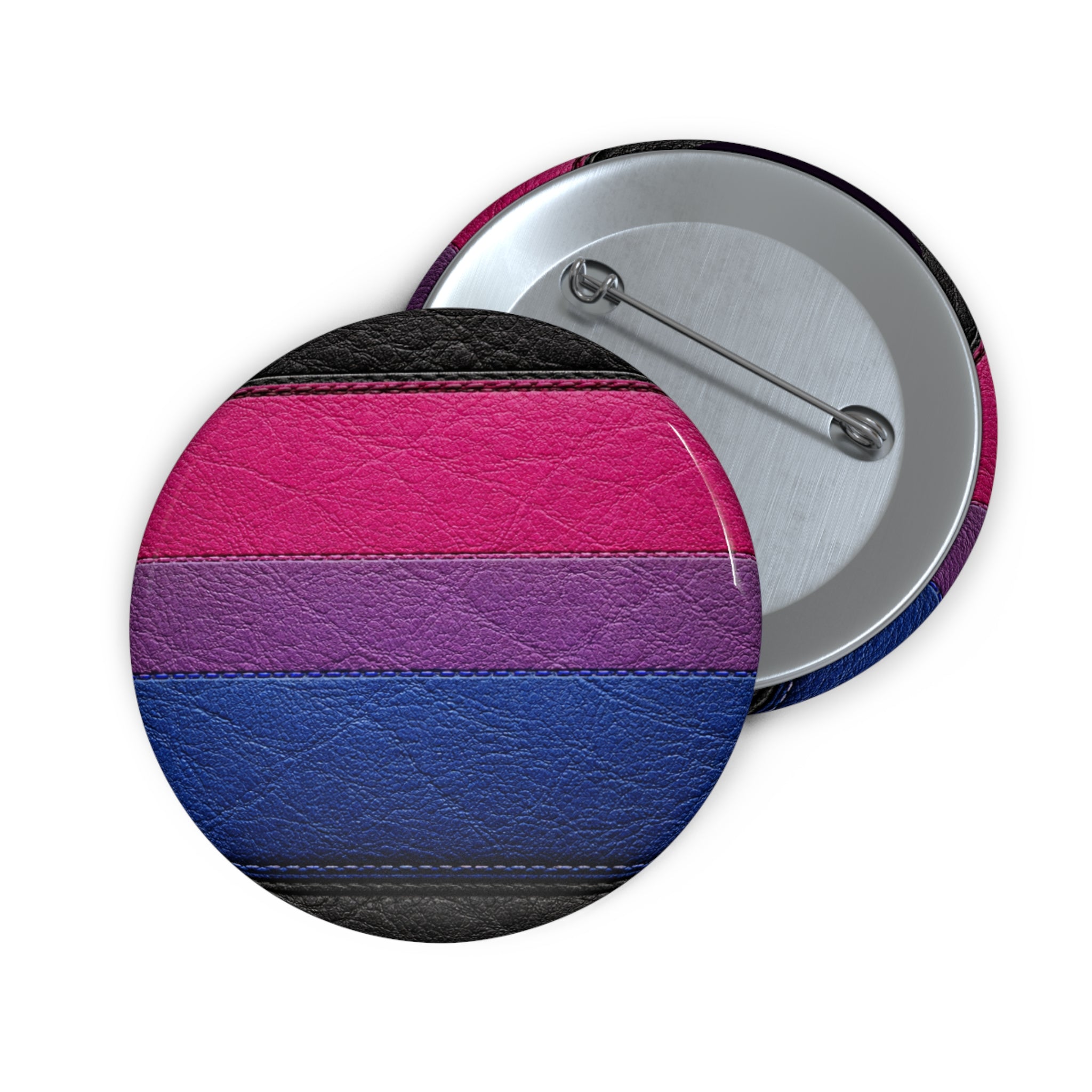 Bisexual Pride Pin Button — Leather Texture LGBTQ+ Flag Badge