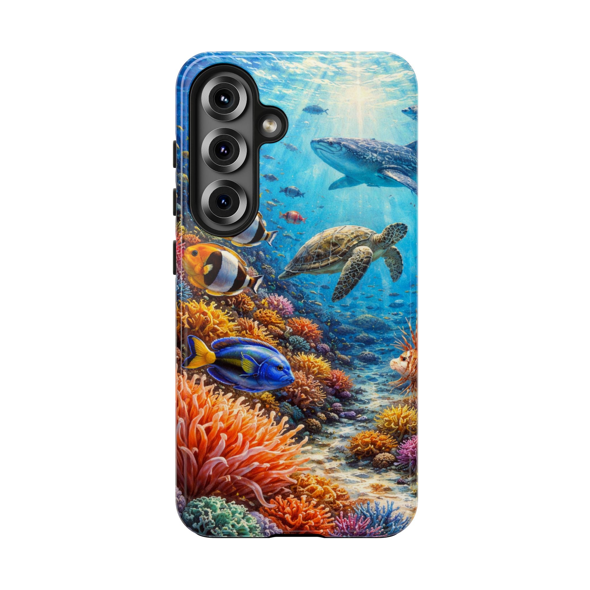 Ocean Reef Tough Phone Case — Colorful Sea Turtle & Tropical Fish Design