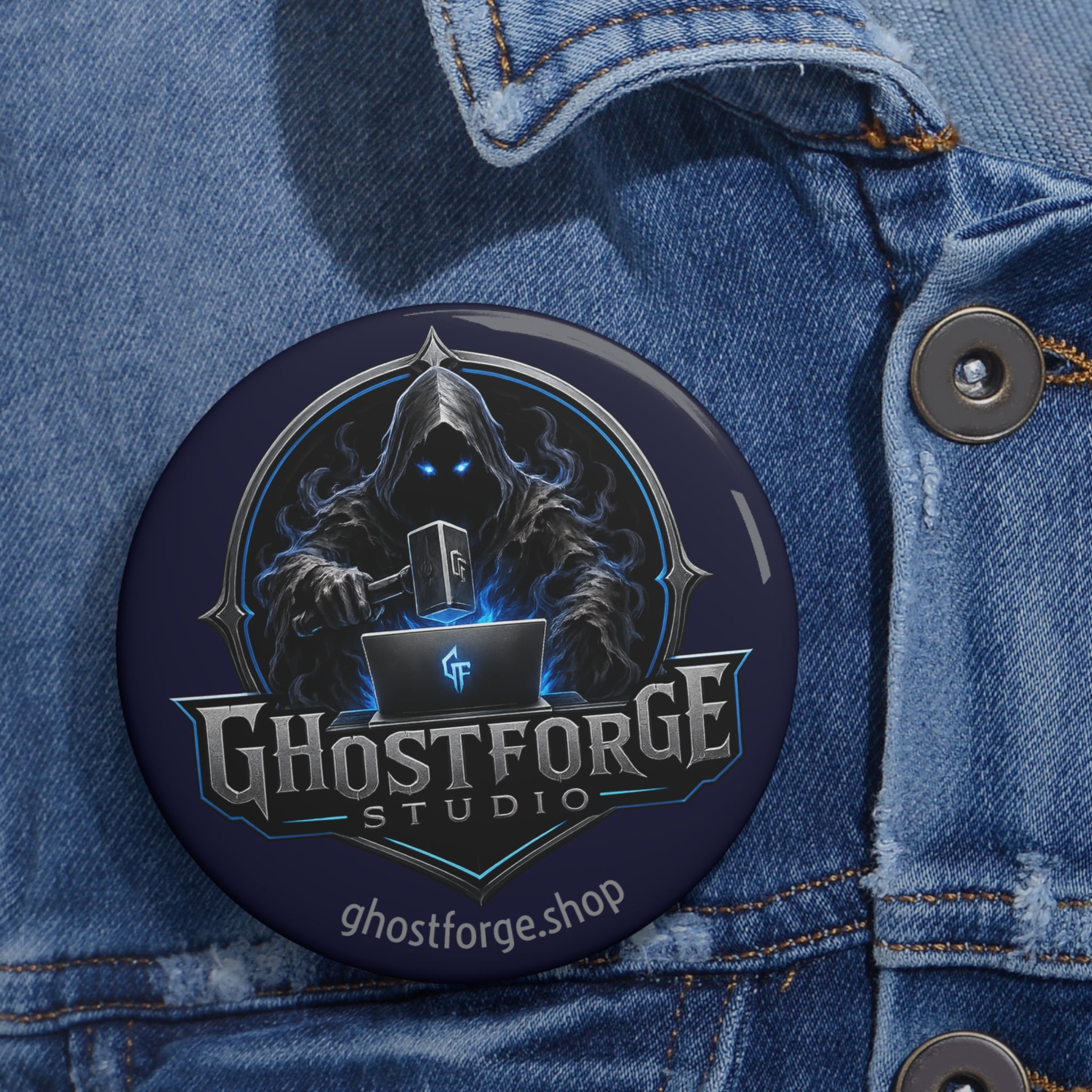 Ghostforge Studio Logo Pin Button — Gaming/Streamer Enamel-Style Badge