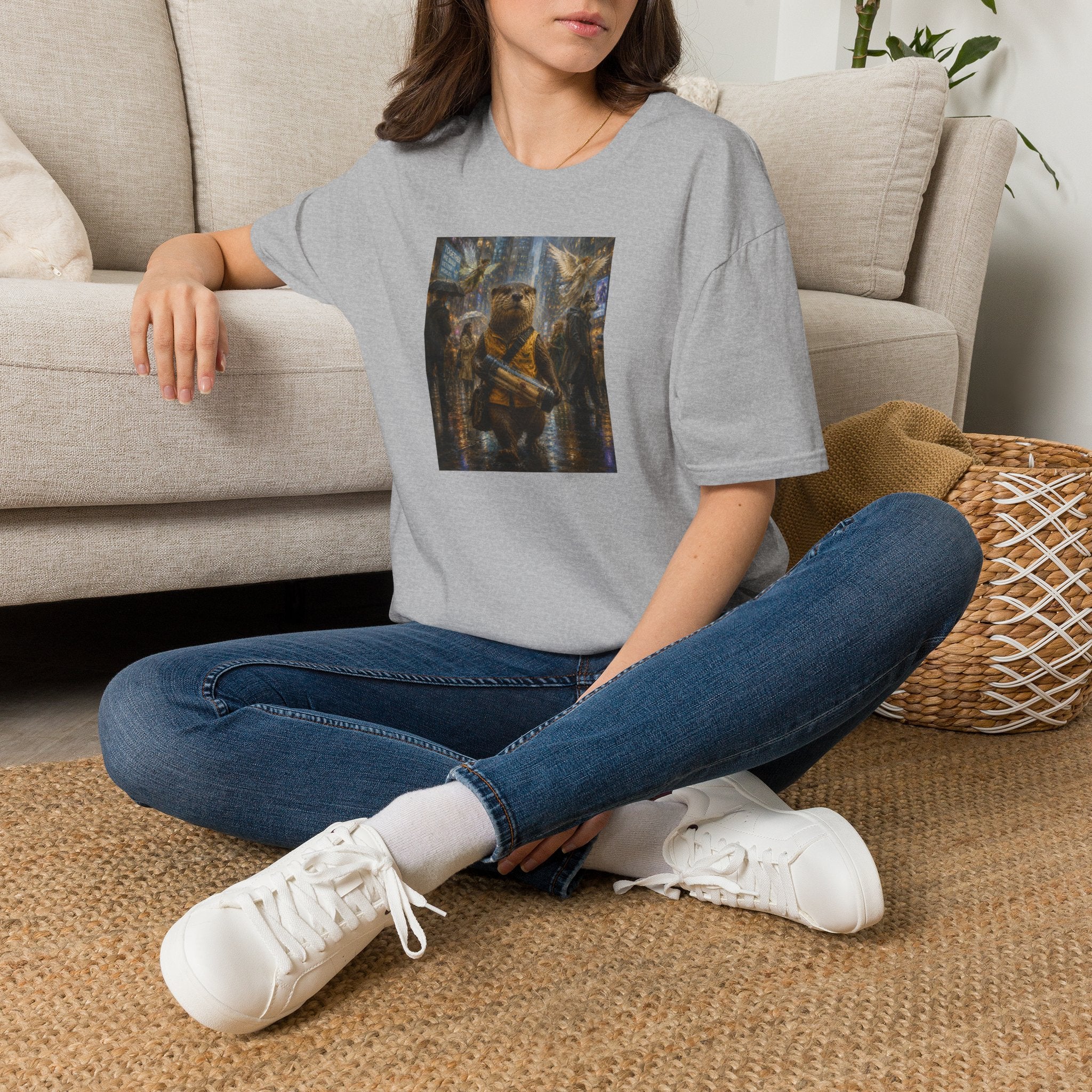 Messenger Otter Graphic Tee — Whimsical Otter Art Shirt