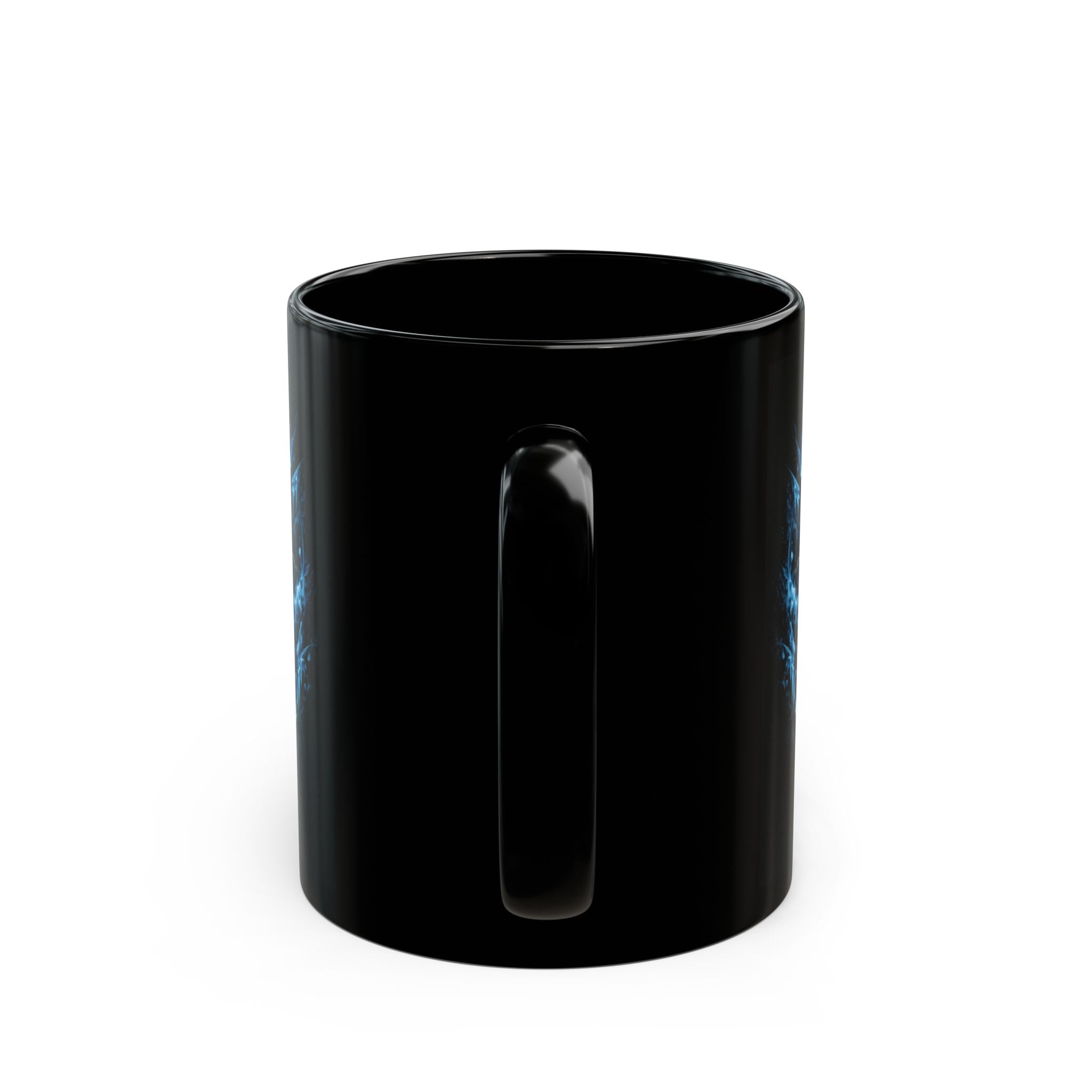 Blue Flame Skull Black Mug — Gothic Coffee Cup for Bikers, Metalheads & Halloween (11oz/15oz)